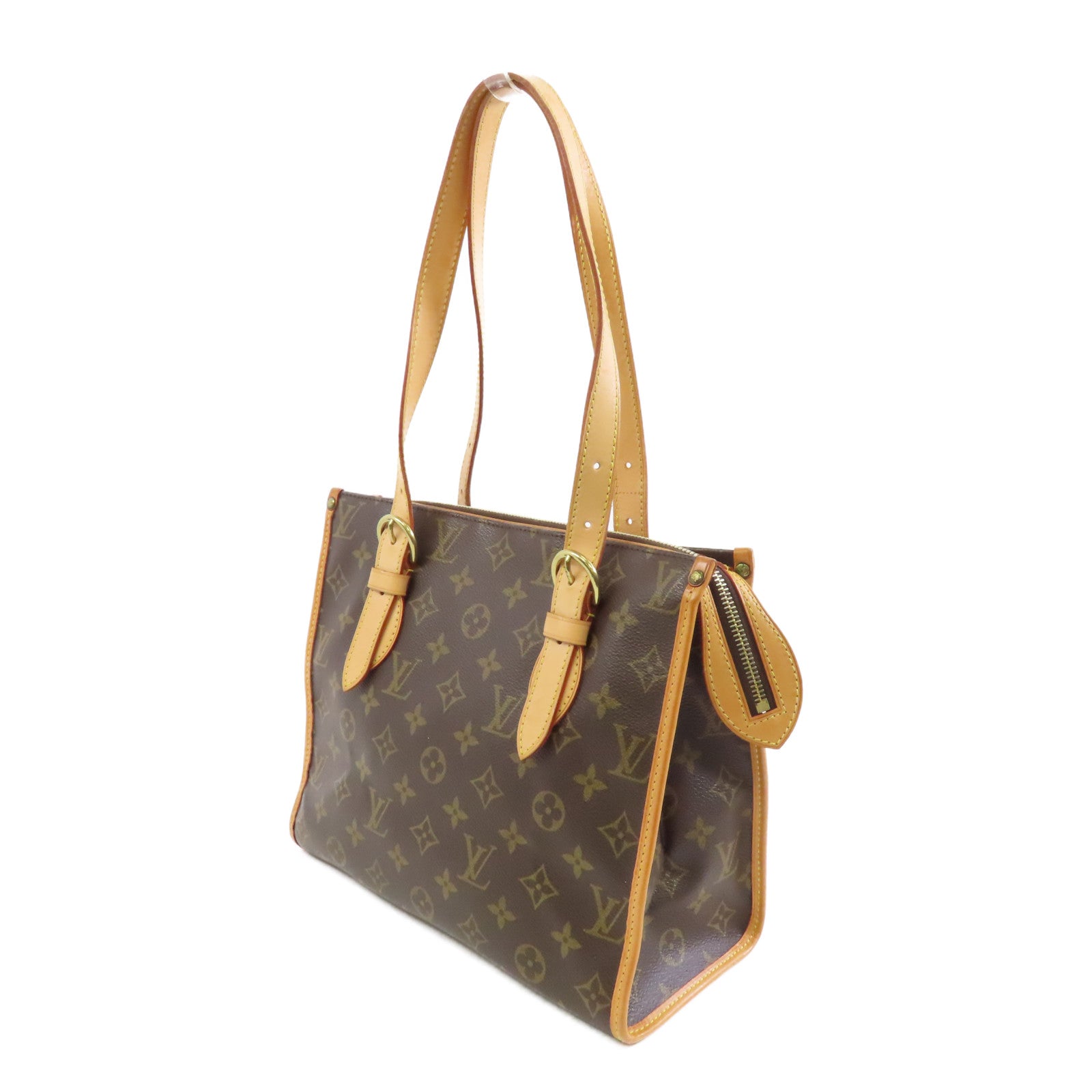 LOUIS VUITTON Monogram Popincourt Haut金扣手挽袋棕色