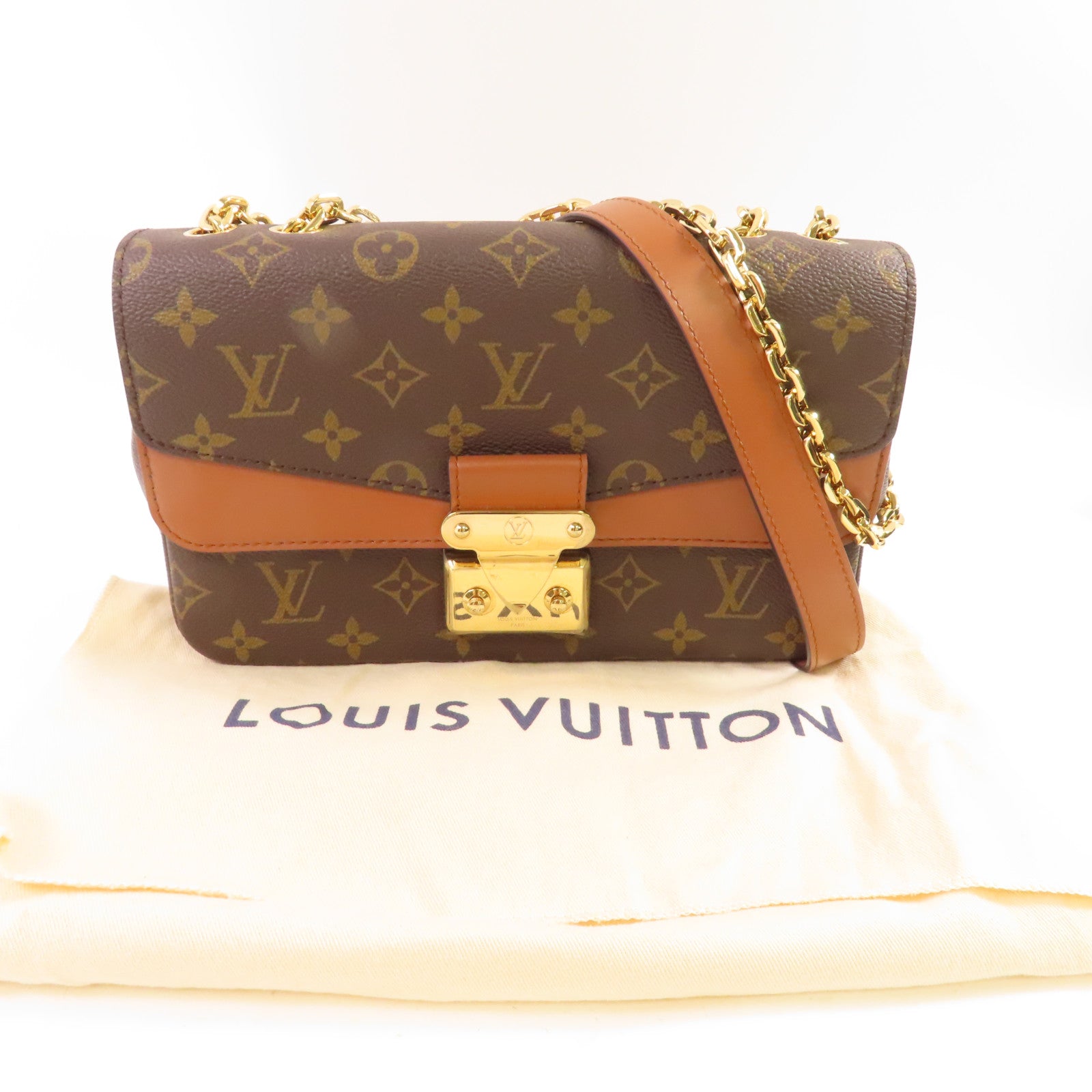 LOUIS VUITTON Monogram Marceau金扣鏈帶肩背袋啡色