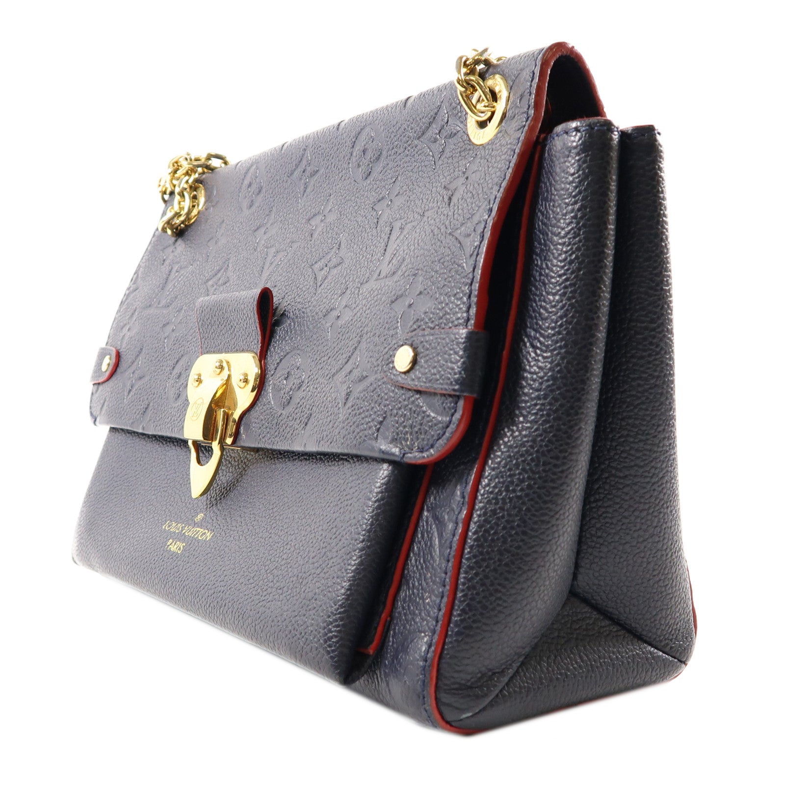 LOUIS VUITTON Monogram Empreinte Vavin PM金扣肩背袋深藍色