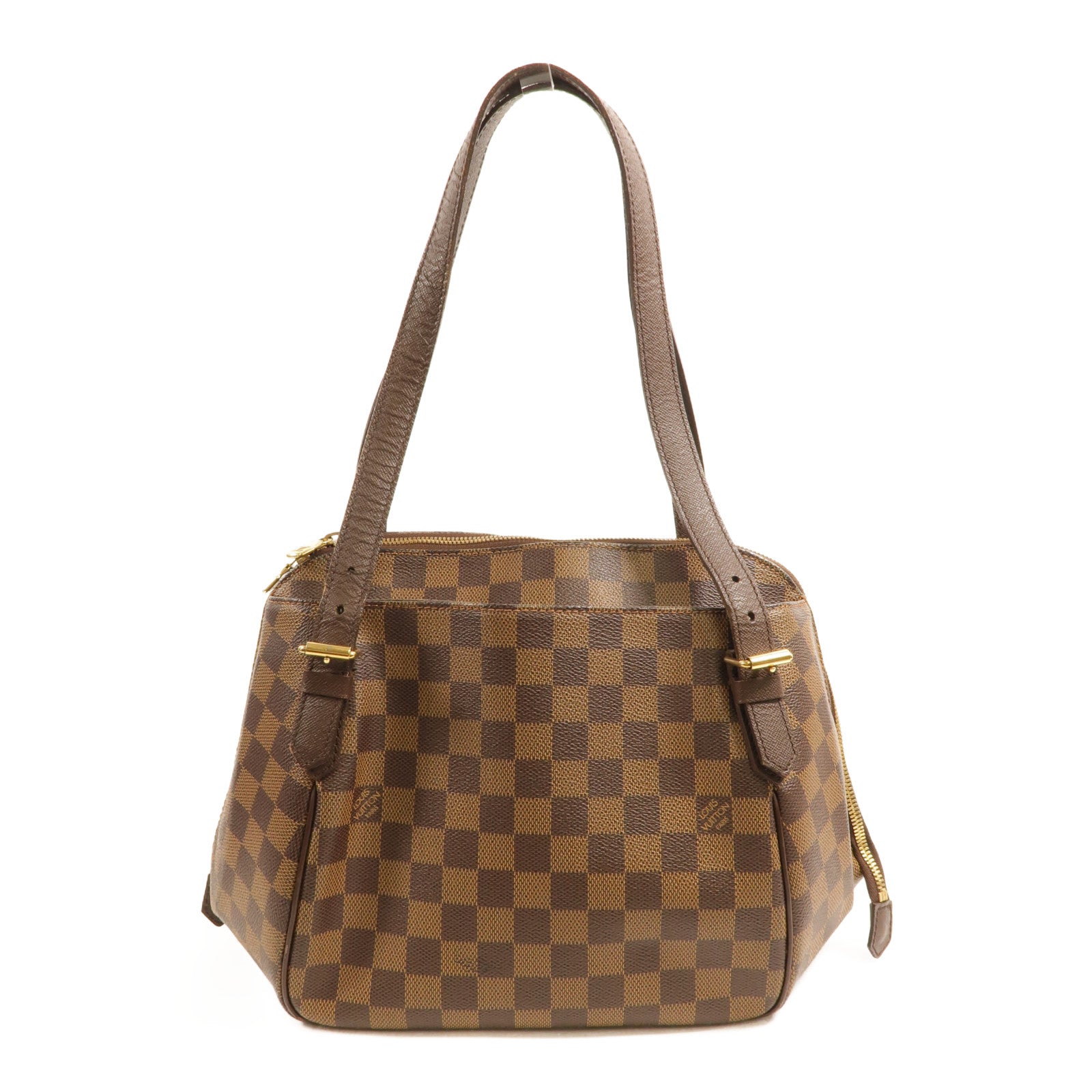 LOUIS VUITTON Damier Belem MM金扣肩背袋棕色
