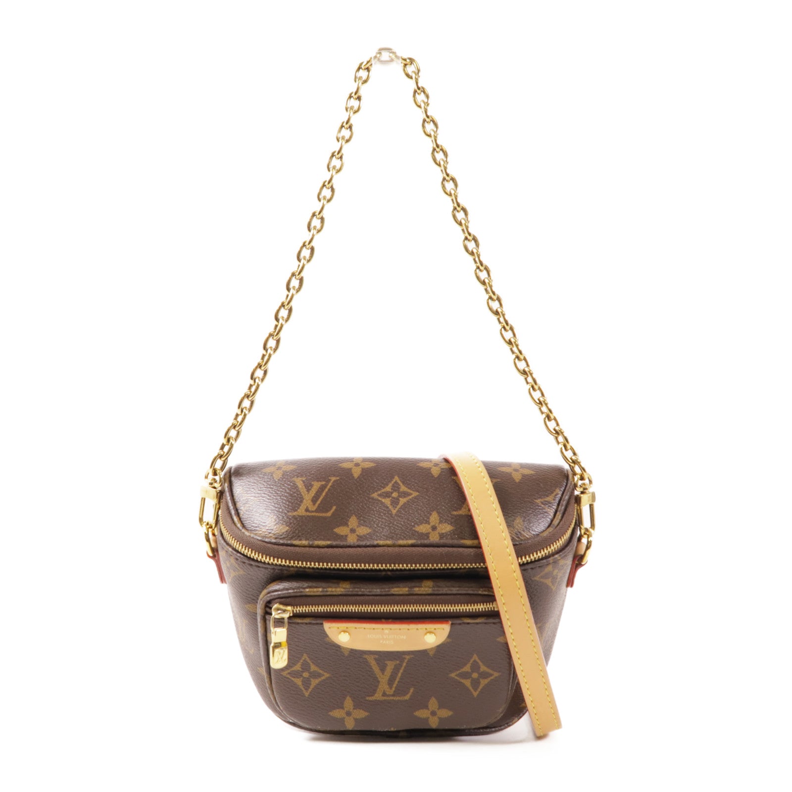 LOUIS VUITTON Monogram Mini Bumbag金扣手挽肩背兩用袋棕色