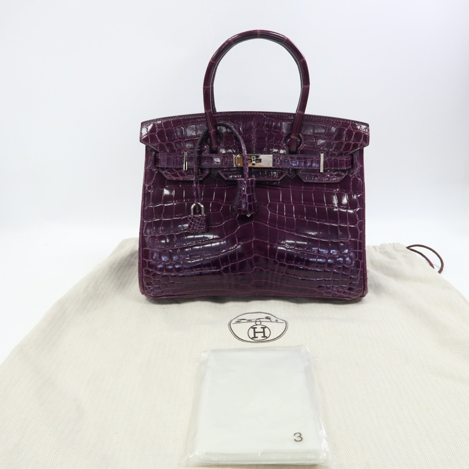 HERMES Croco Niloticus皮革Birkin 30銀扣手挽袋