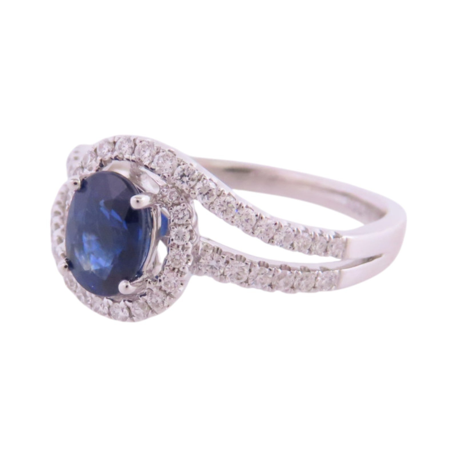 JEWELRY 18K白金/藍寶石/鑽石Sapphire Diamond Ring戒指US#7.5