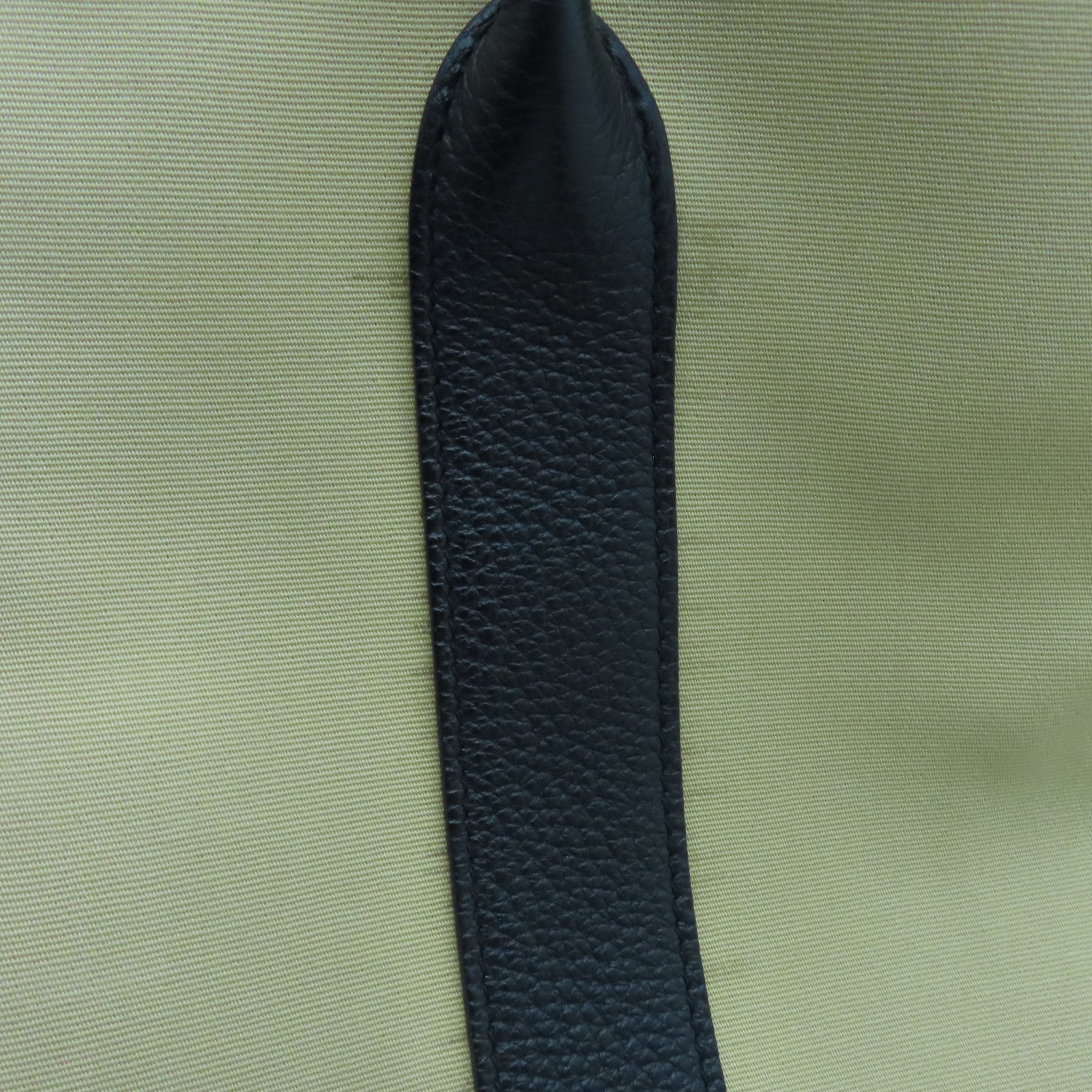 HERMES 【激減優惠】帆布GardenParty PM銀扣手挽袋米色/黑色
