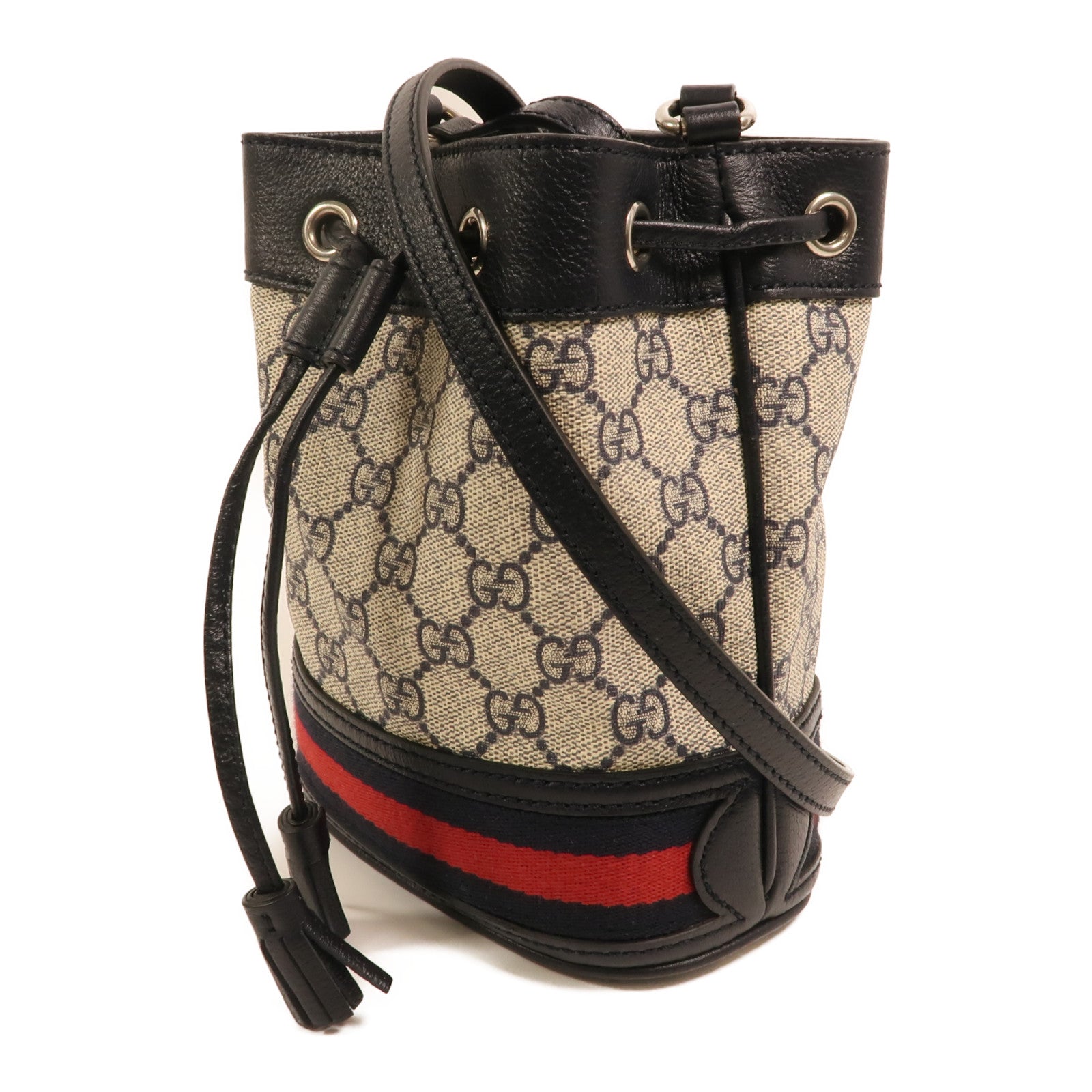 GUCCI 塗層帆布Ophidia GG Mini Bucket Bag銀扣肩背袋