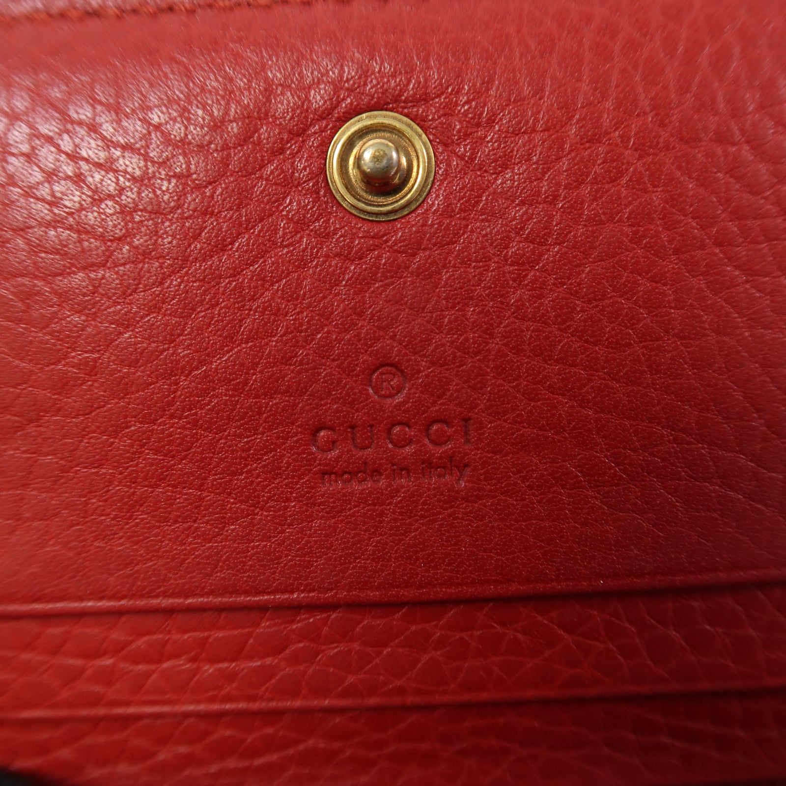 GUCCI 【激減優惠】牛皮皮革Wallet金扣錢包紅色