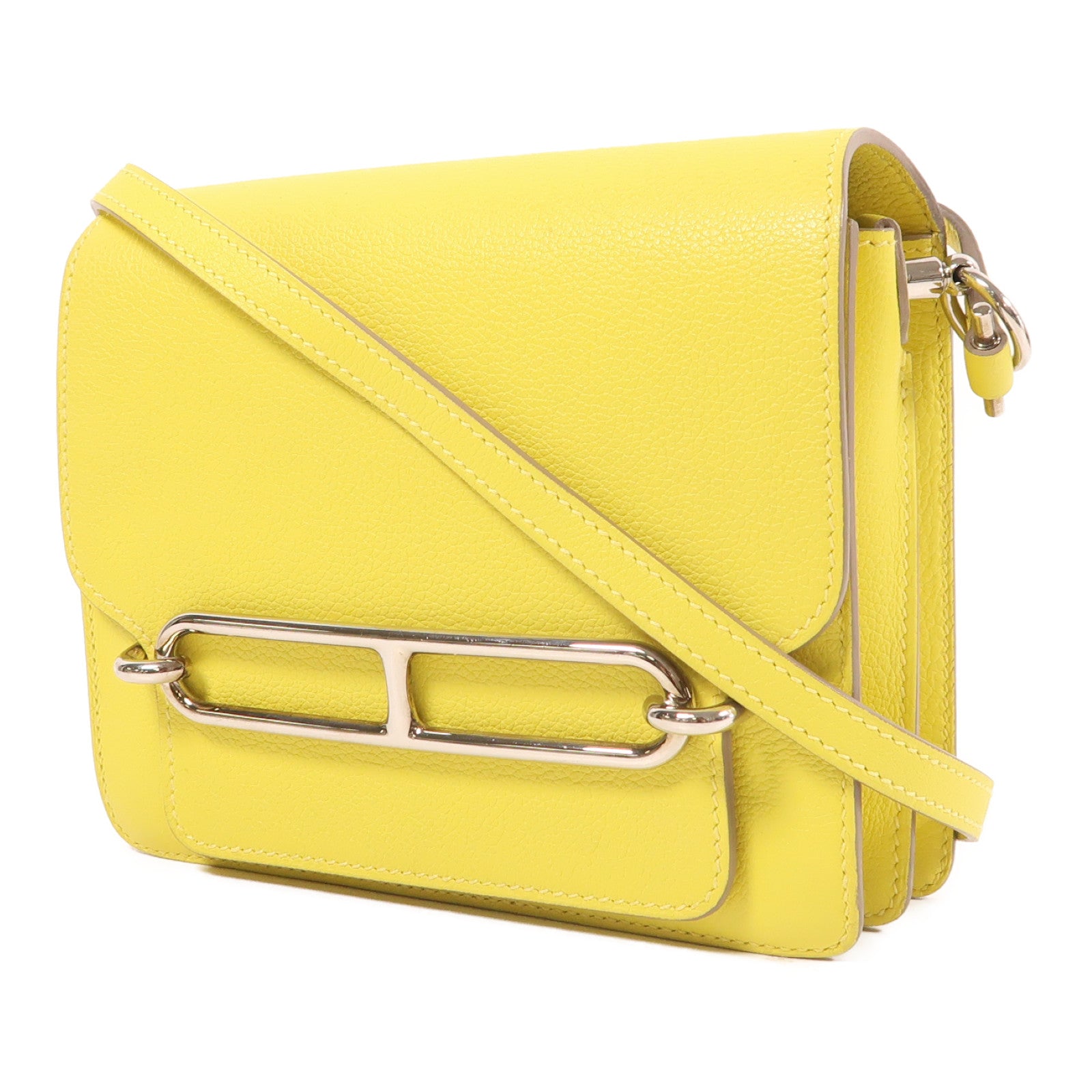 HERMES Evercolor皮革Mini Roulis銀扣肩背袋