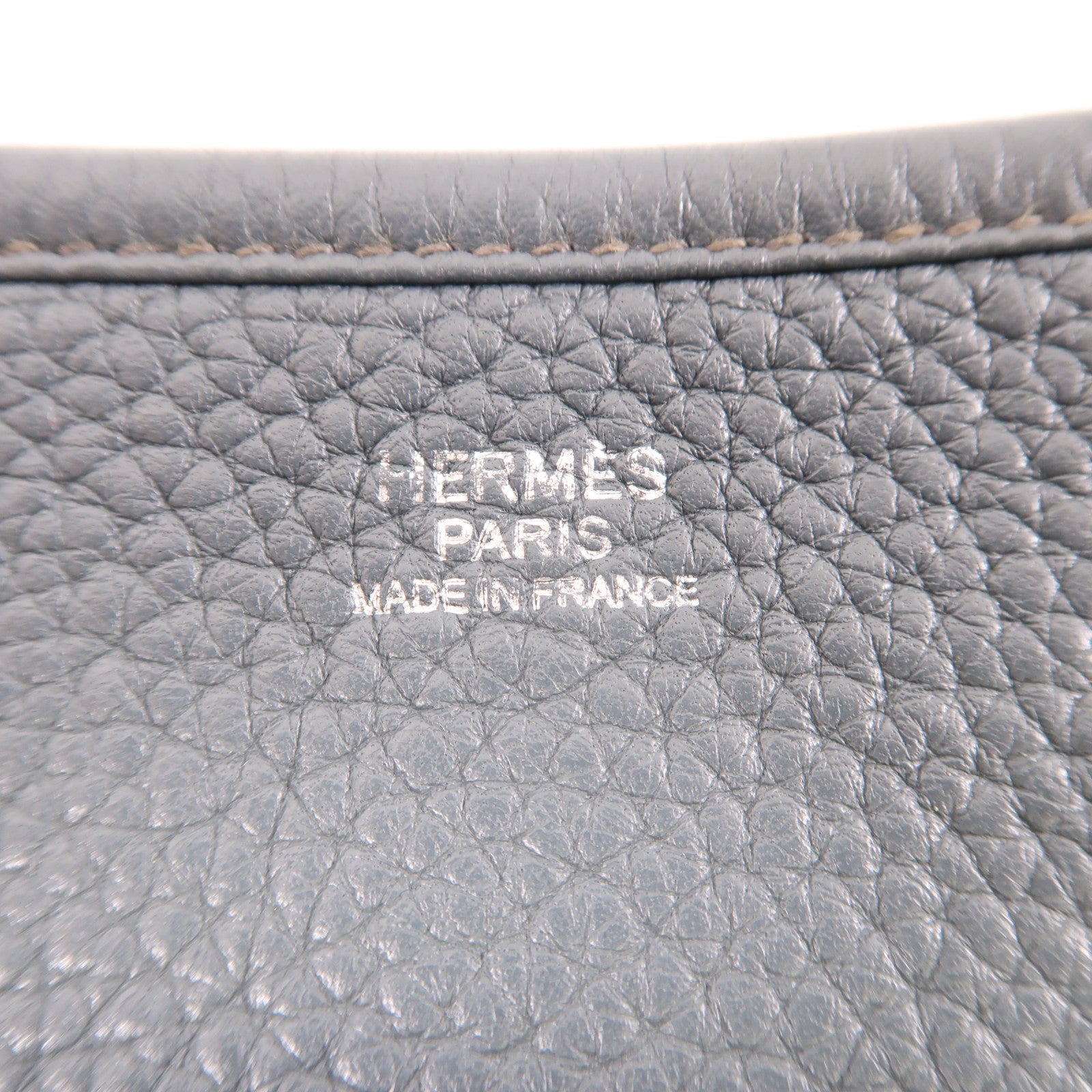 HERMES Clemence皮革銀扣肩背袋Colvert/灰藍色