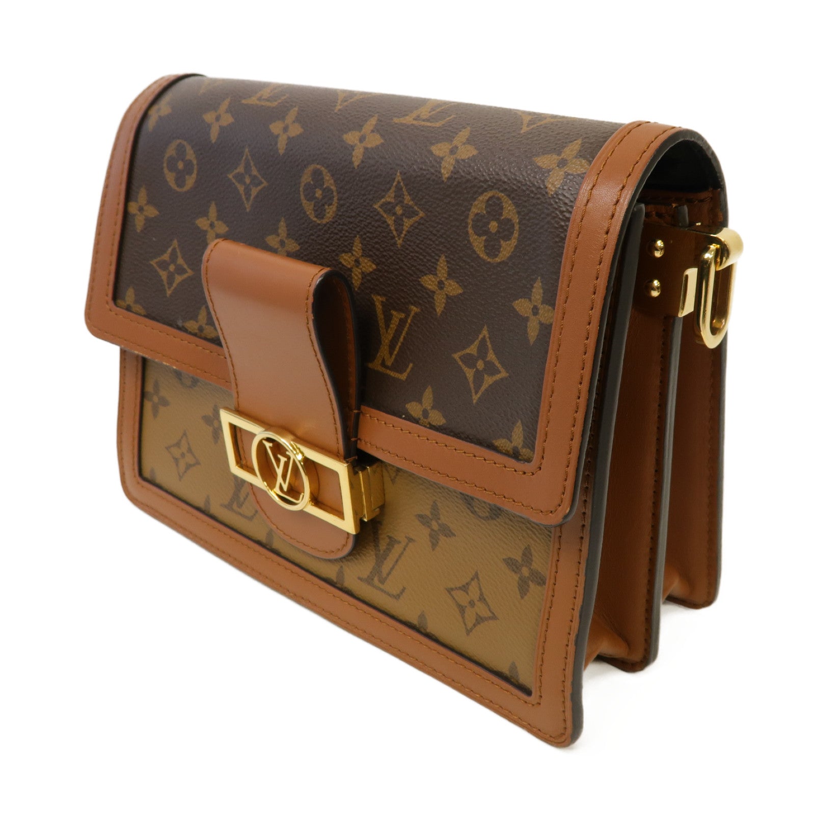 LOUIS VUITTON 【激減優惠】Monogram Reverse Dauphine金扣肩背袋啡色