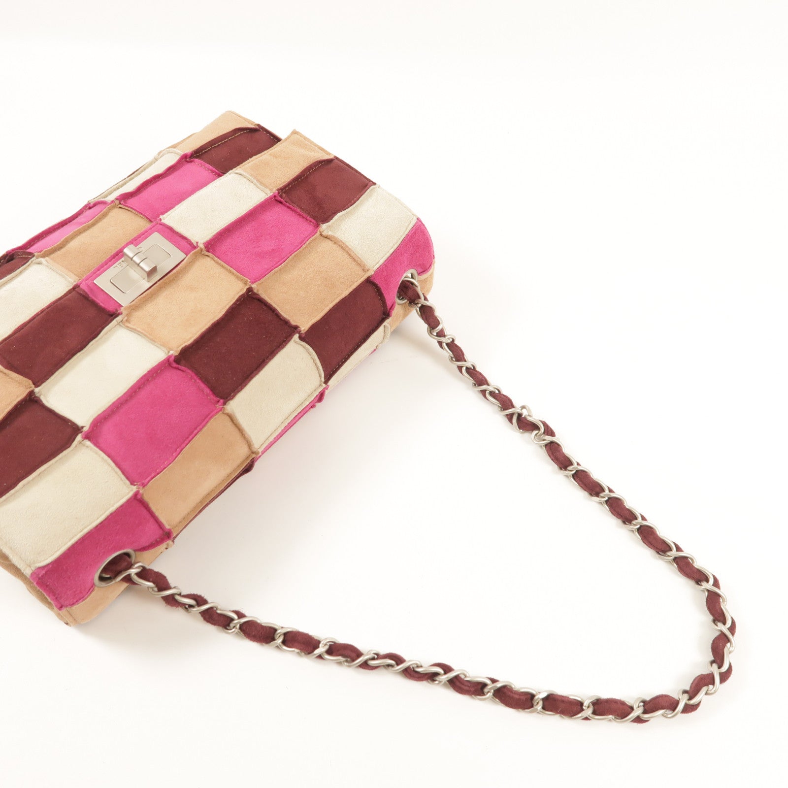 CHANEL CC SHW 2.55 Chain Shoulder Bag Suede Multicolor