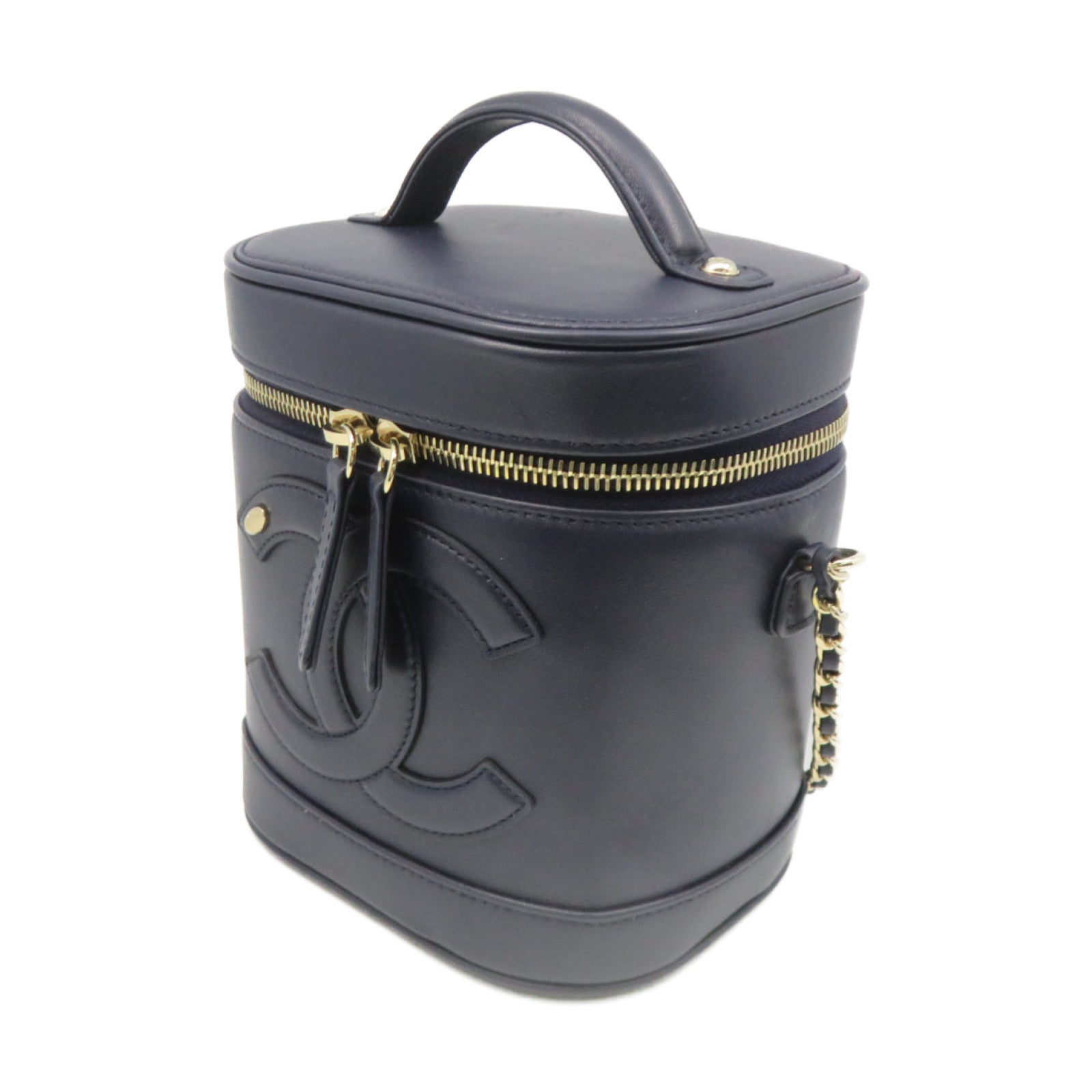 CHANEL 牛皮皮革Chain Shoulder Bag金扣链带肩背袋蓝色