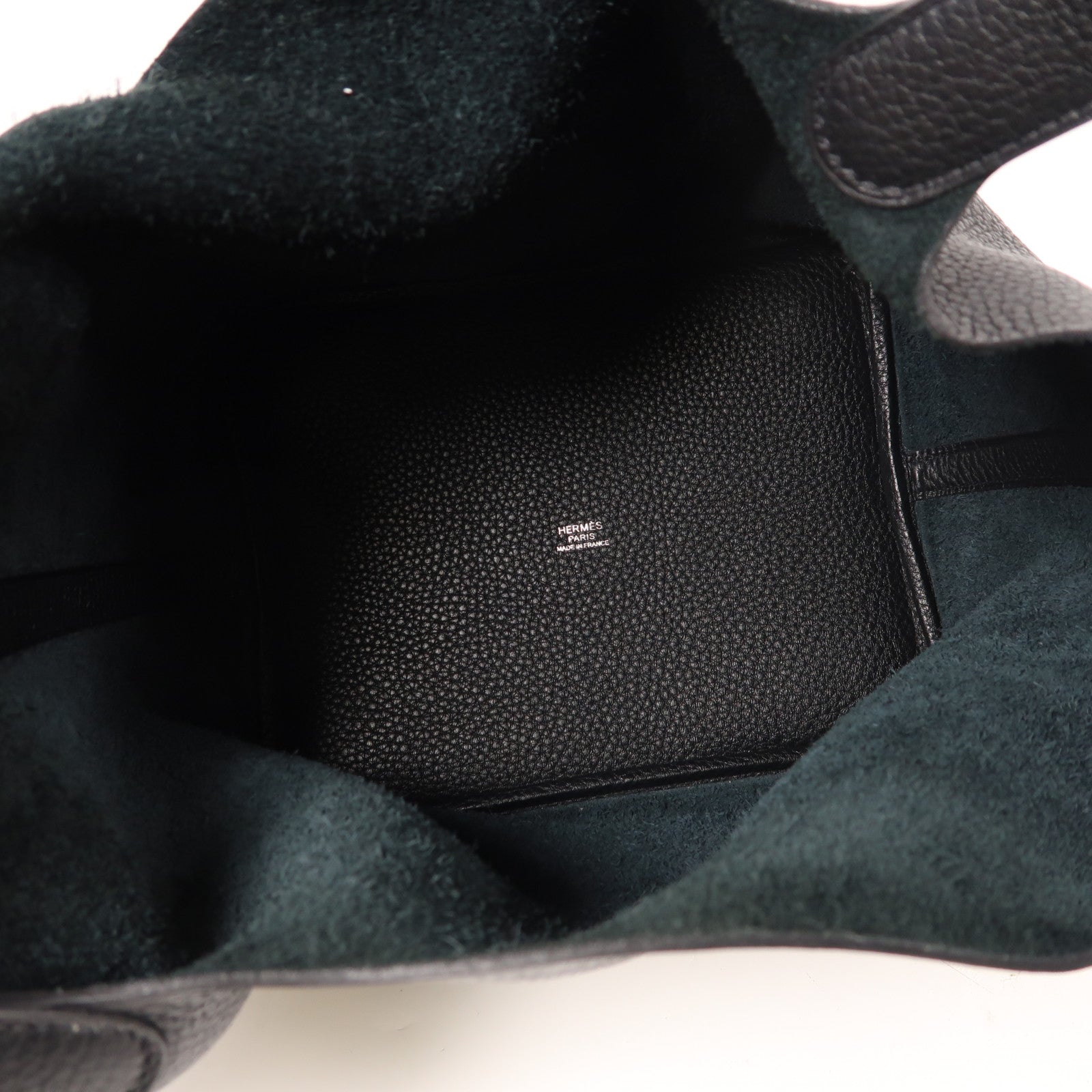 HERMES Clemence皮革Picotin MM銀扣手挽袋Noir