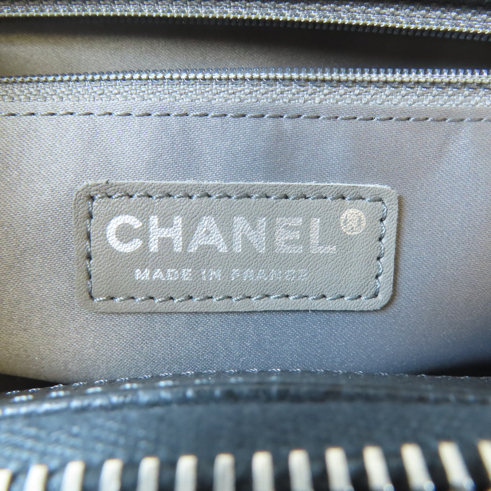 CHANEL 菱格Caviar皮革GST Grand Shopping Tote Bag銀扣肩背袋灰色