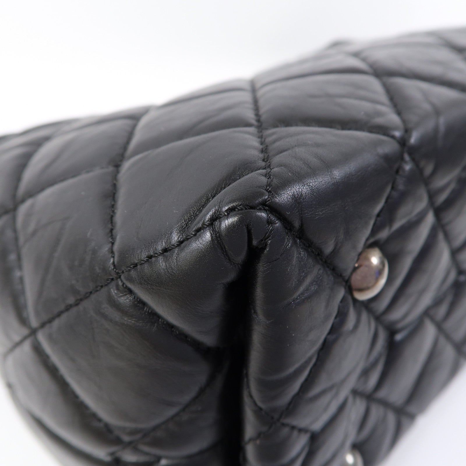 CHANEL 【激減優惠】菱格羊皮皮革Chain Shoulder銀扣鏈帶肩背袋黑色