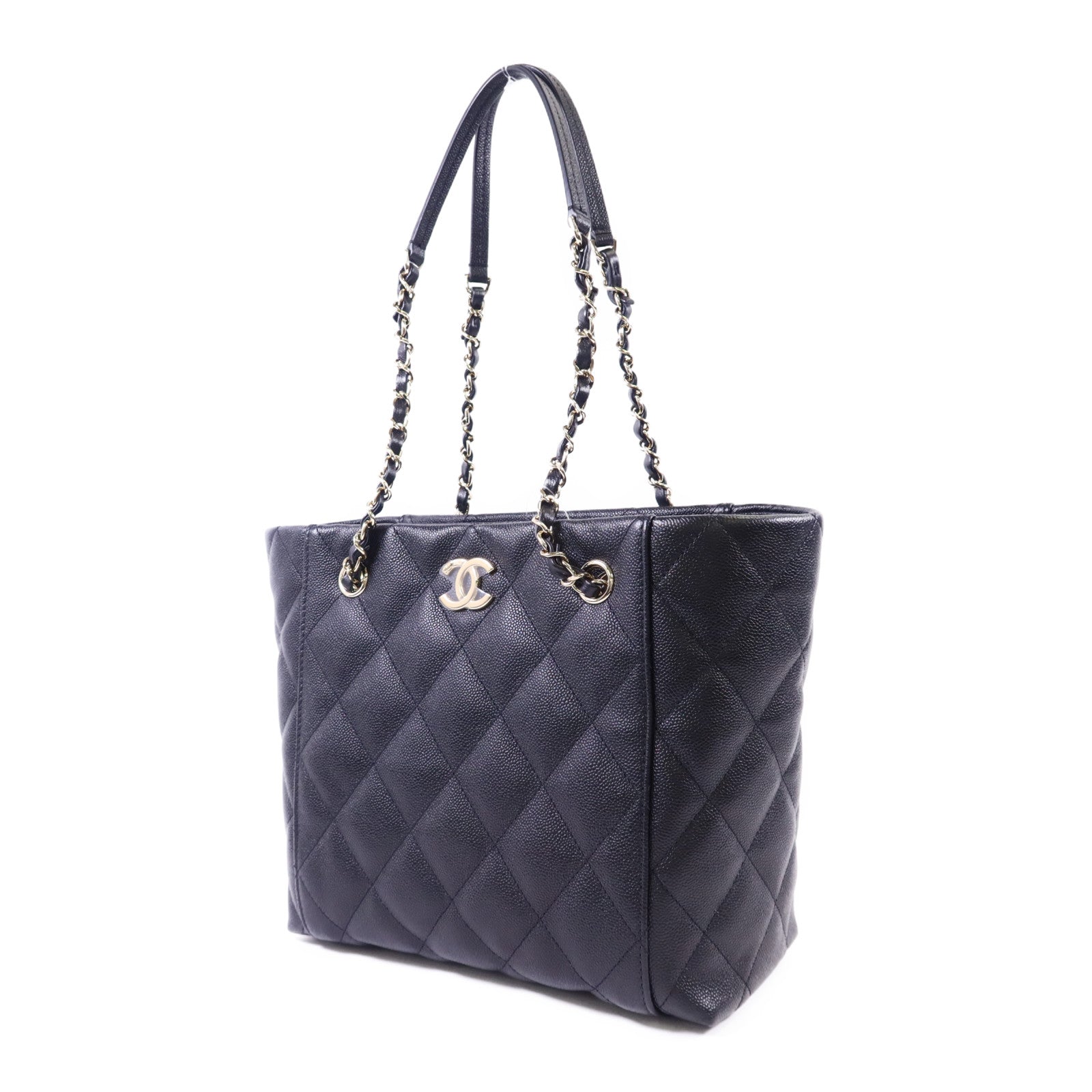 CHANEL 牛皮皮革Shoulder Tote金扣鏈帶肩背袋