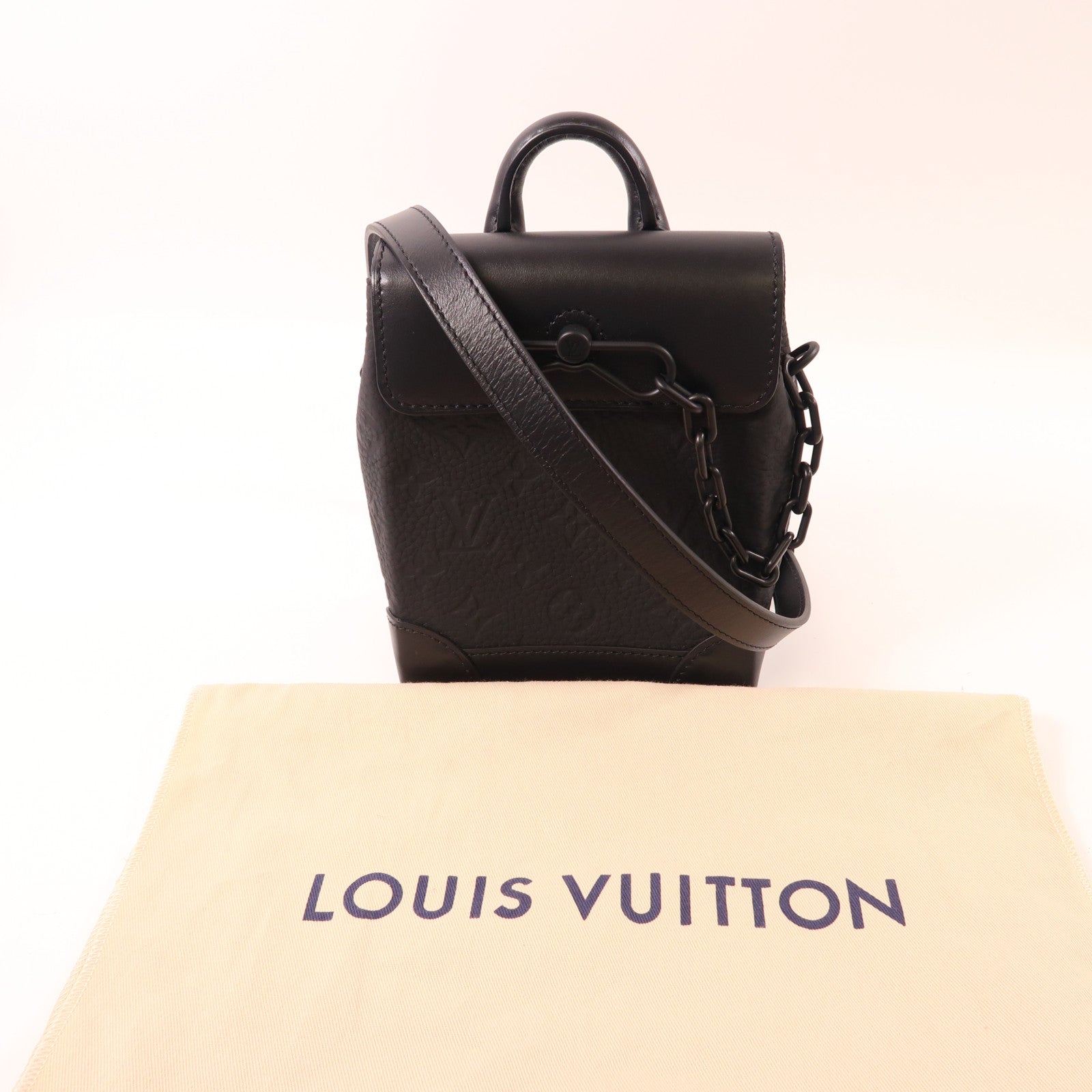 LOUIS VUITTON LV Nano Steamer Shoulder Bag M82772 Monogram Taurillon Black