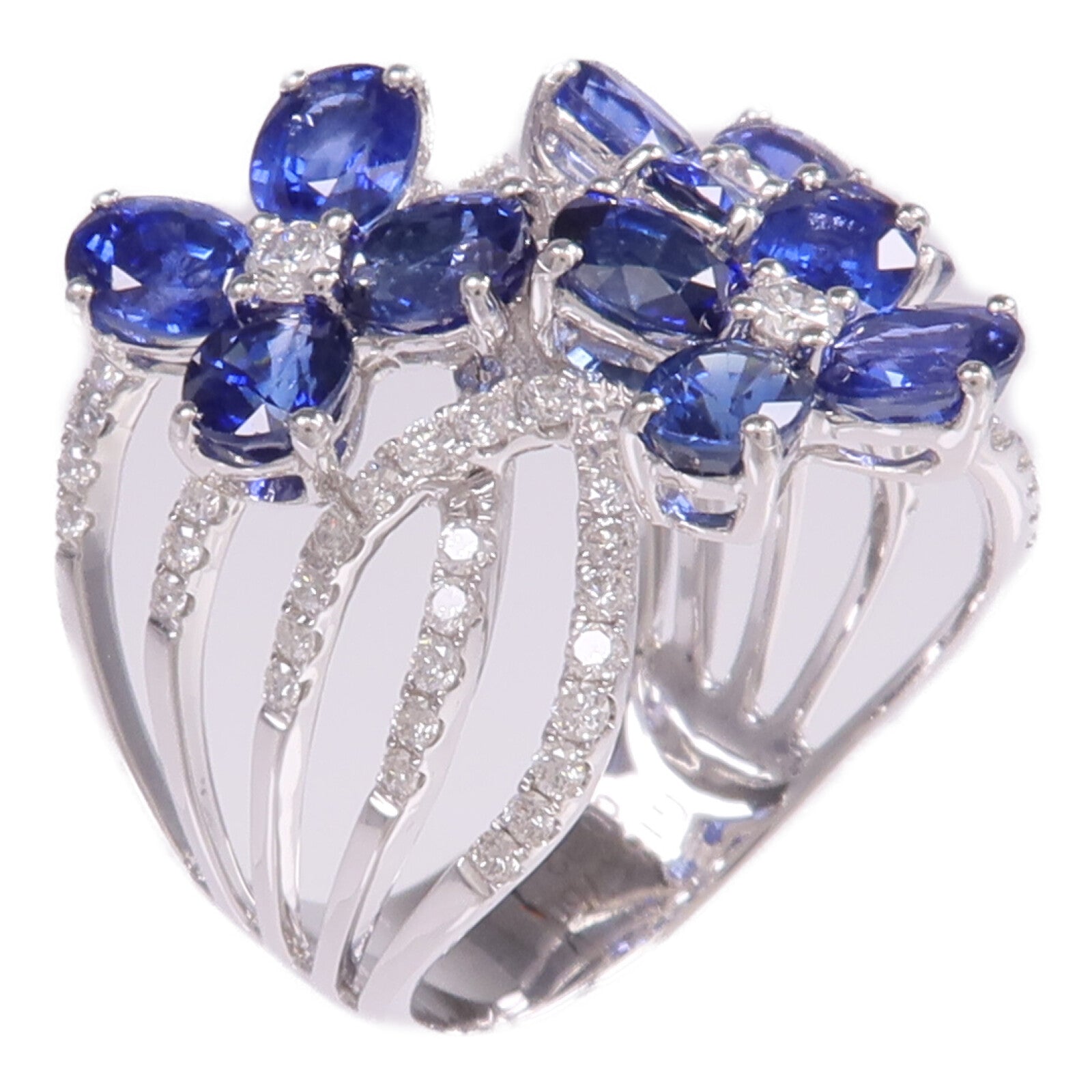 JEWELRY 18K白金Sapphire Diamond Ring藍寶石/鑽石戒指US#7.5