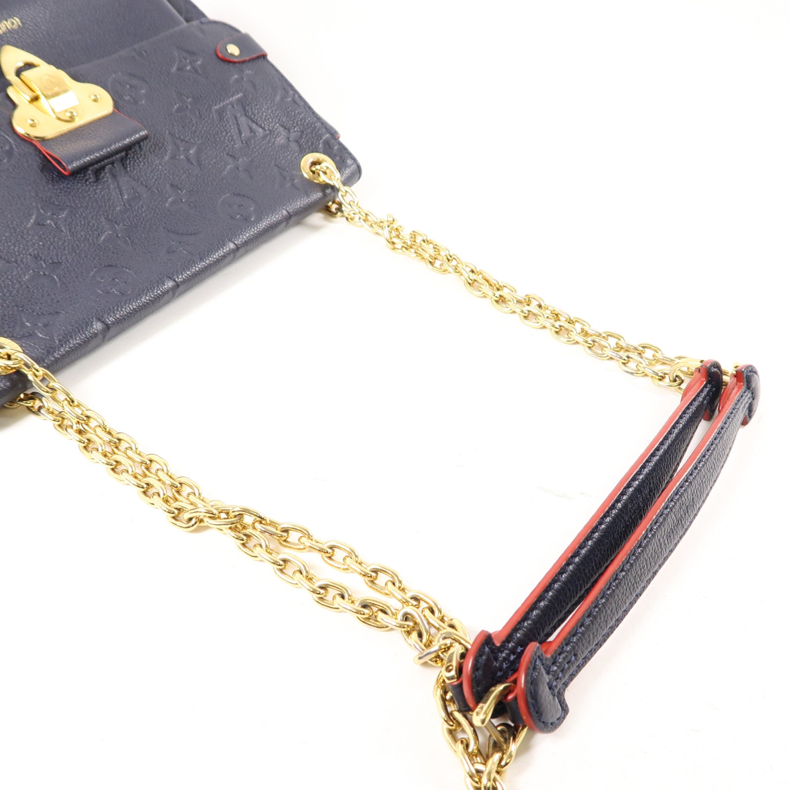 LOUIS VUITTON Monogram Empreinte Vavin PM金扣肩背袋深藍色