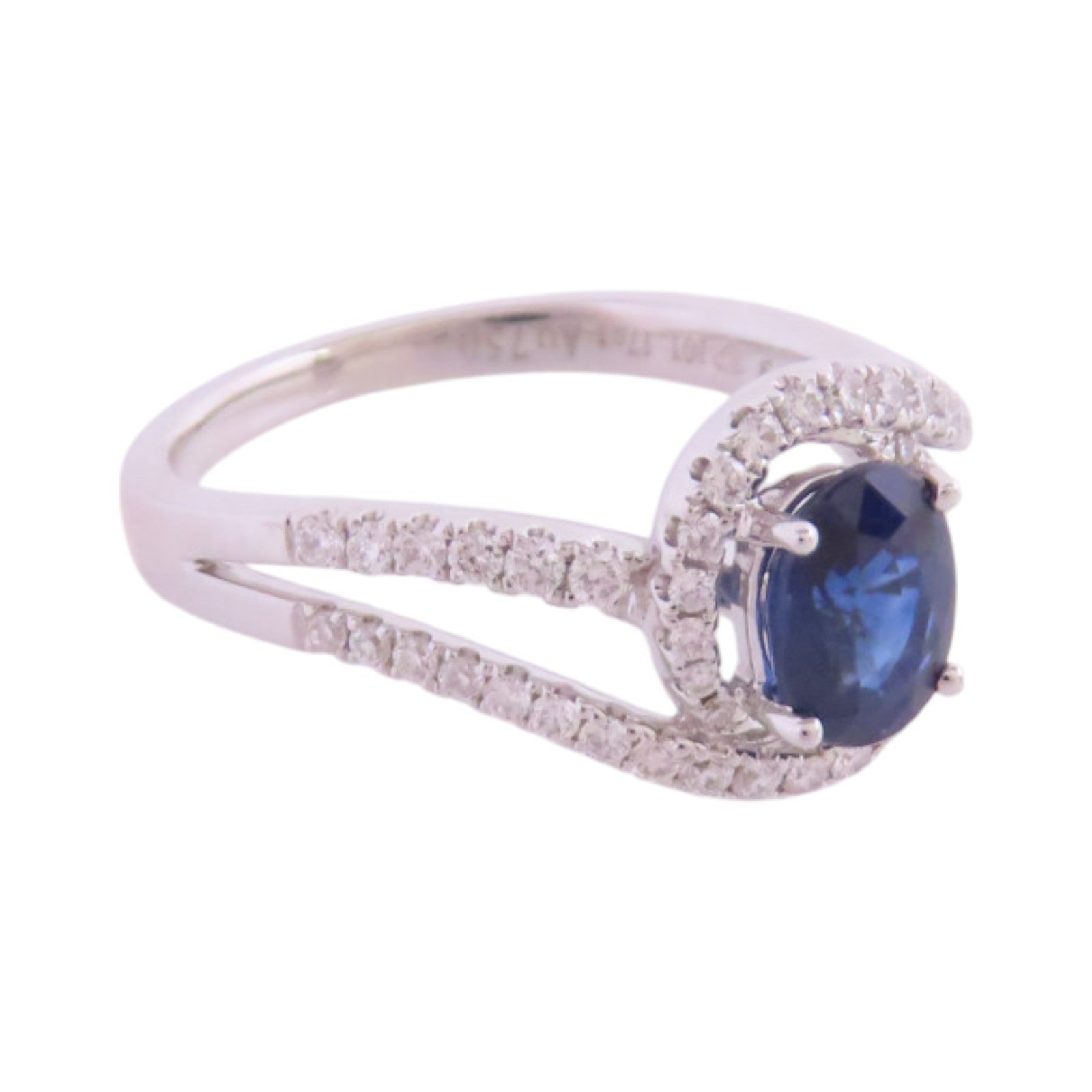 JEWELRY 18K白金/藍寶石/鑽石Sapphire Diamond Ring戒指US#7.5