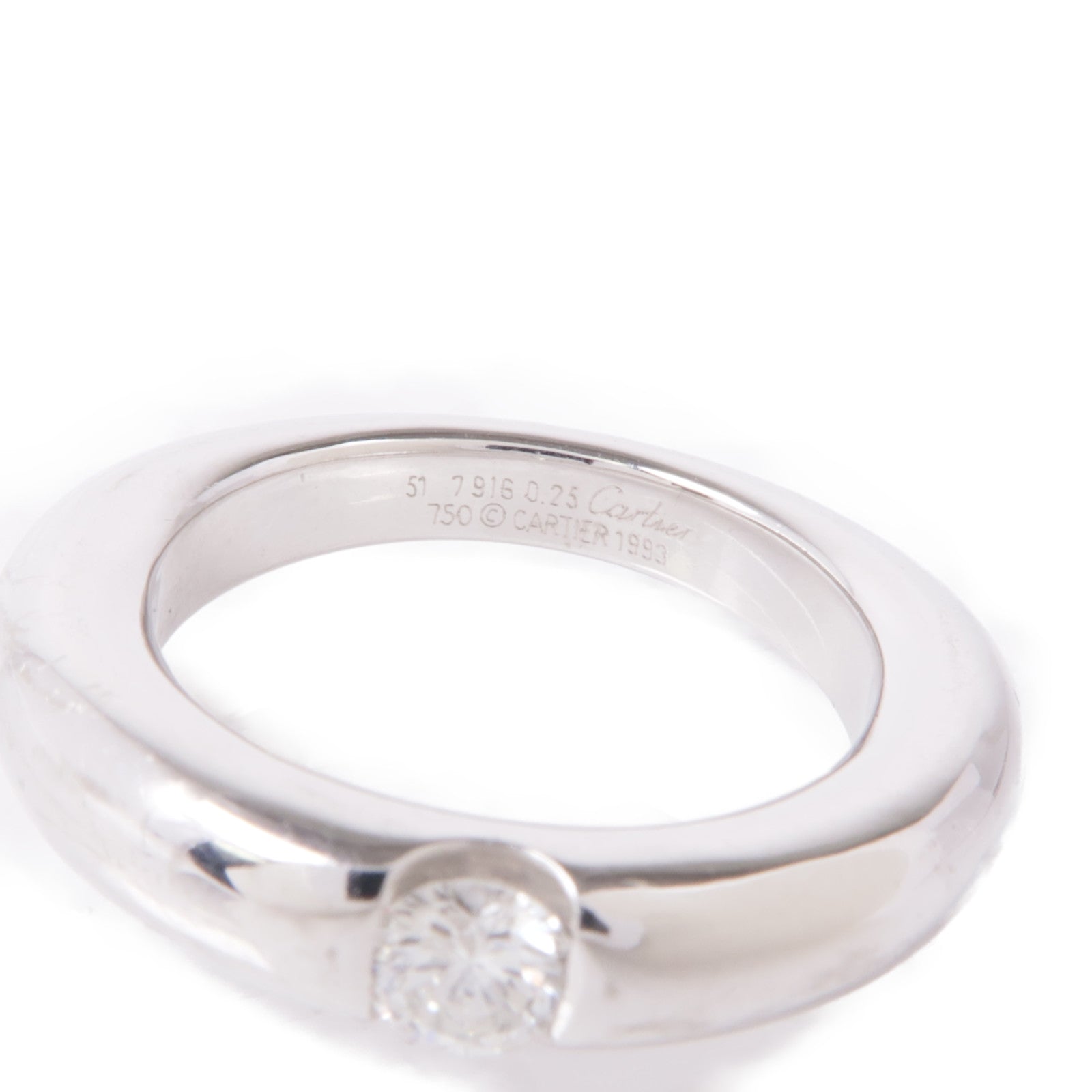 CARTIER 18K白金Ellipse Ring鑽石戒指Cartier#51/US#5.5