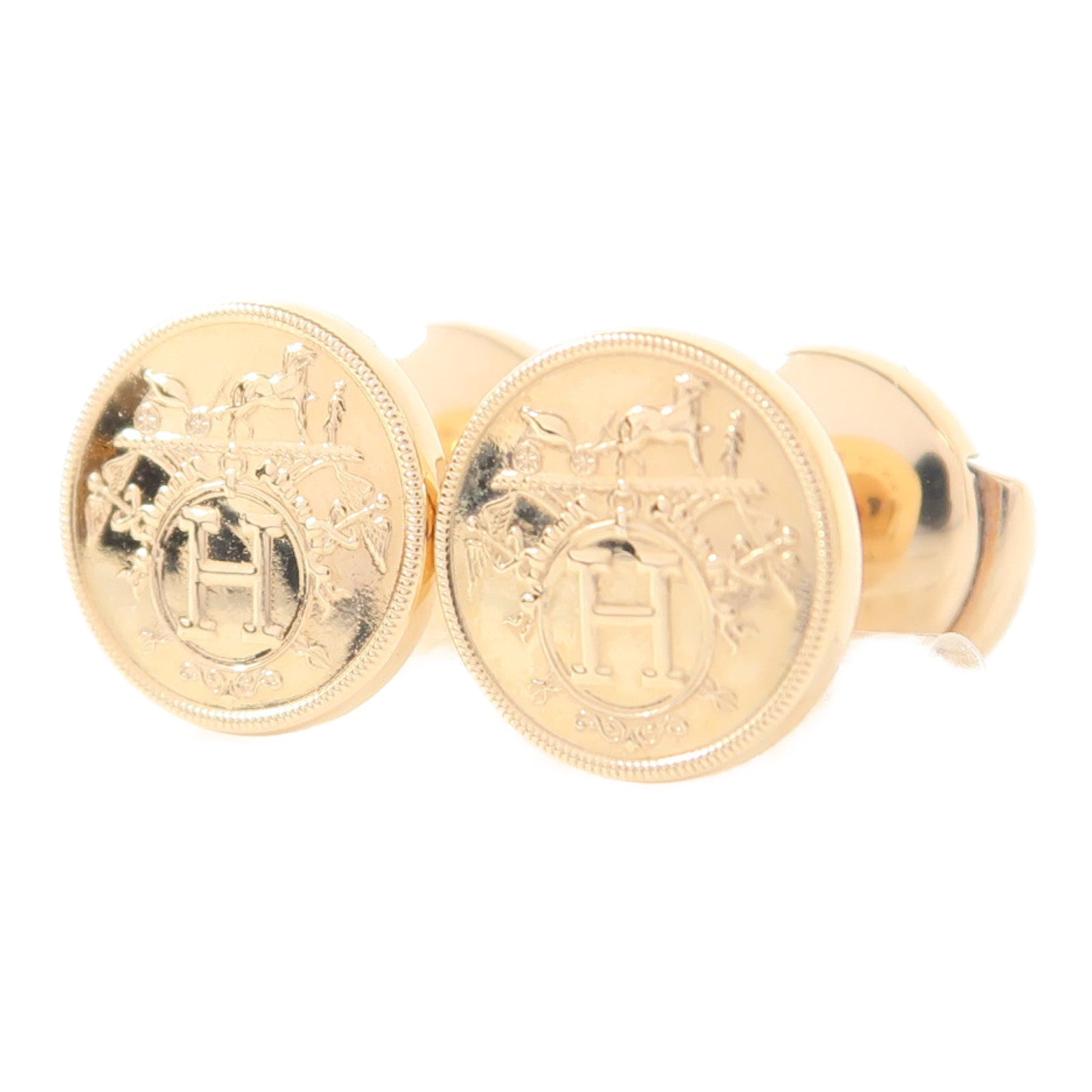 HERMES 18K玫瑰金Ex-Libris Earrings耳環金色