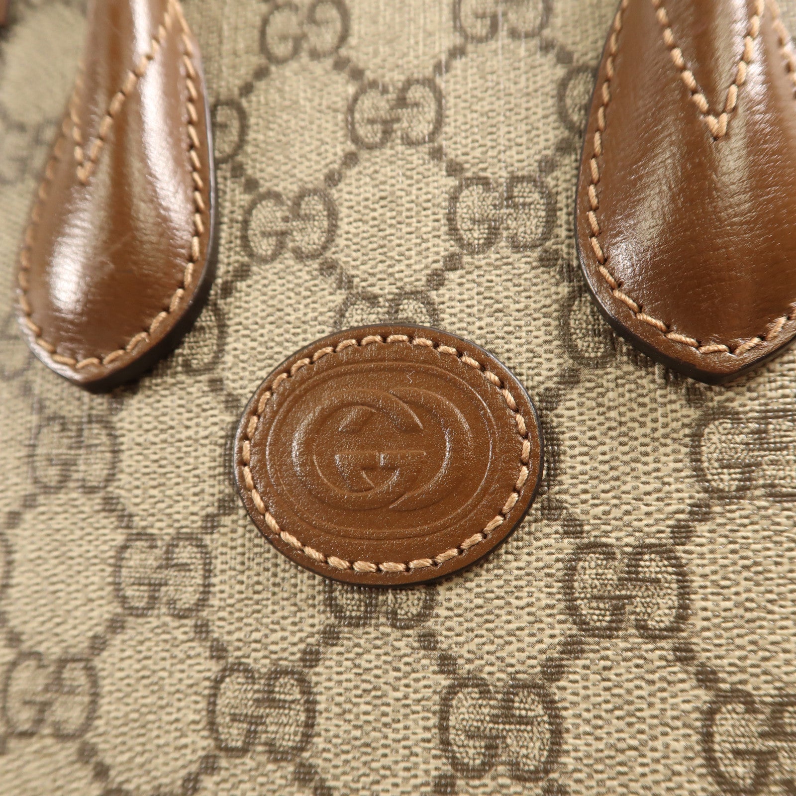 GUCCI 塗層帆布Interlocking G Mini Tote Bag金扣手挽肩背兩用袋