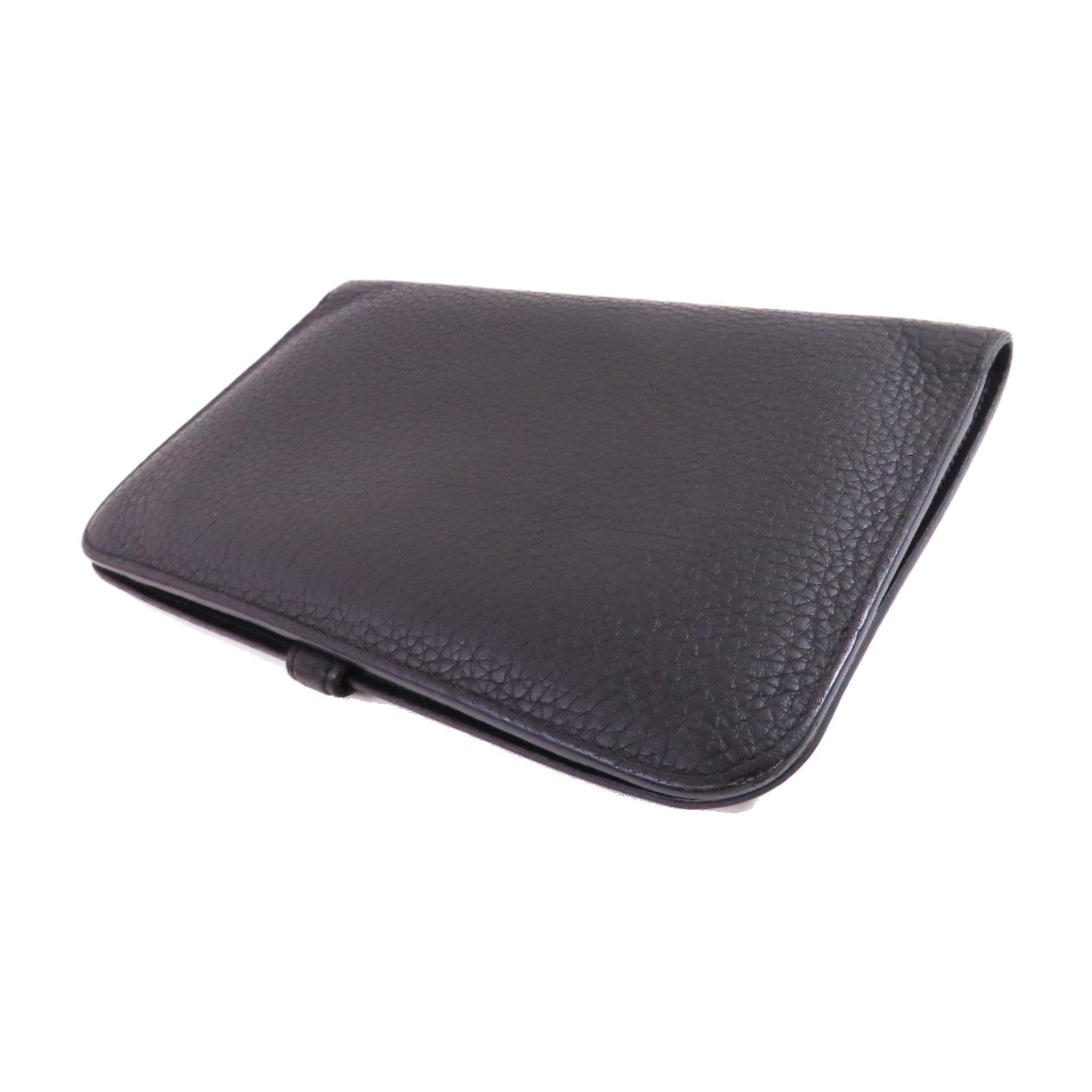 HERMES Togo皮革Dogon Wallet銀扣長錢包Noir/黑色