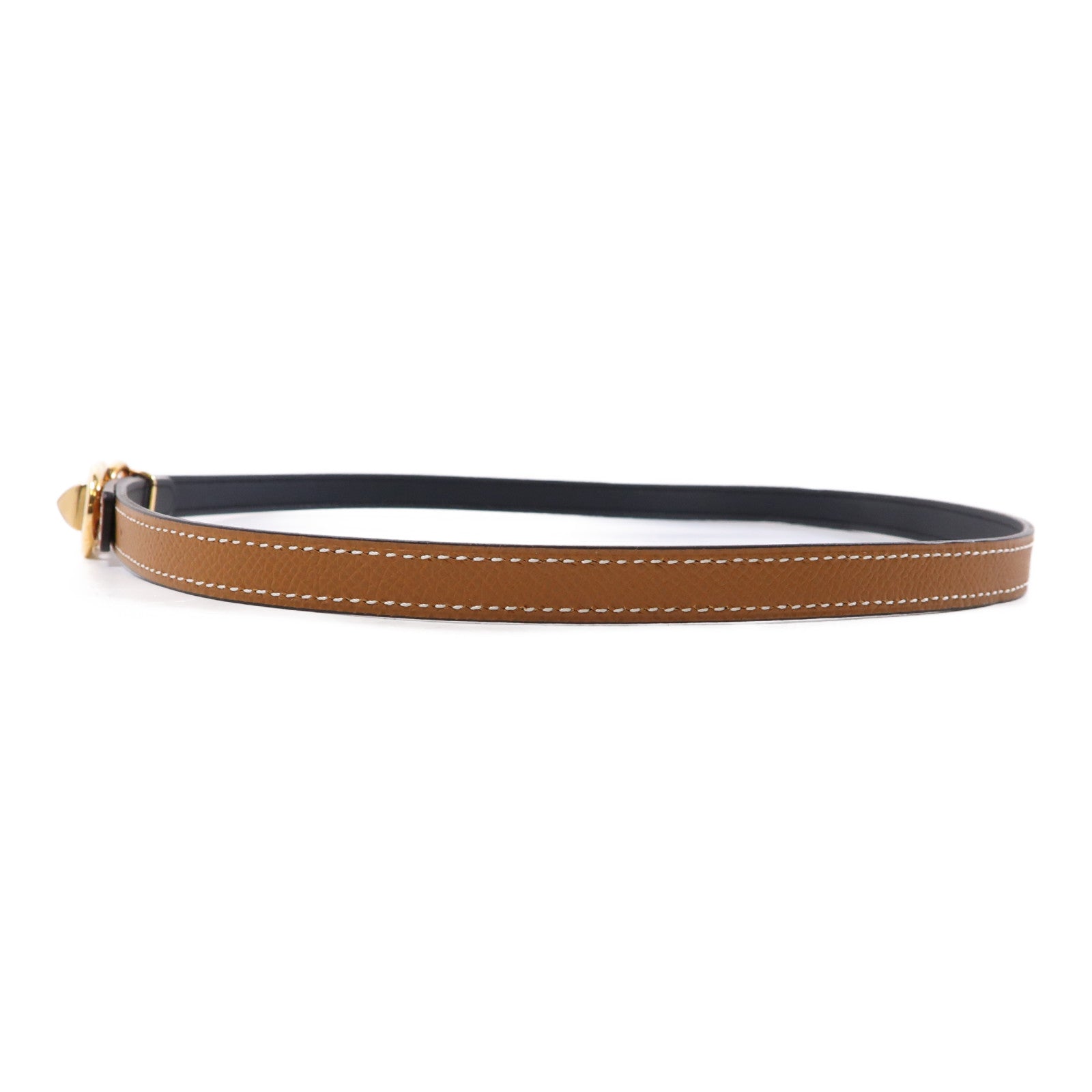 HERMES 【激減優惠】Epsom皮革Belt金扣皮帶Gold/棕色