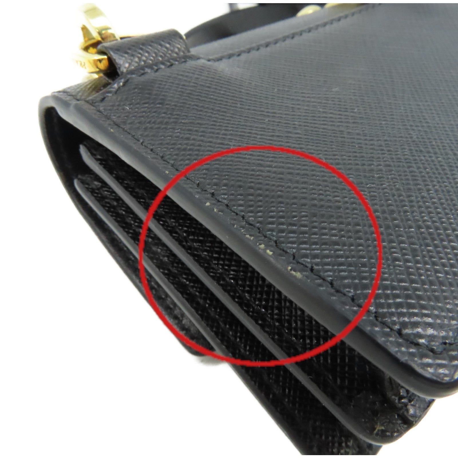 PRADA Saffiano皮革Shoulder Bag金扣肩背袋黑色