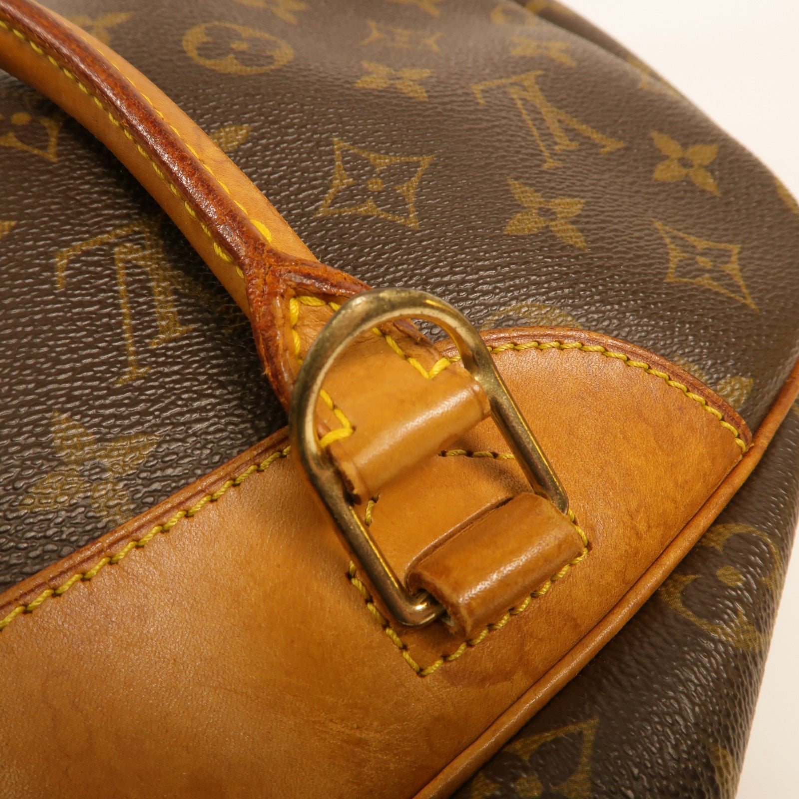LOUIS VUITTON Monogram Deauville金扣手挽袋棕色