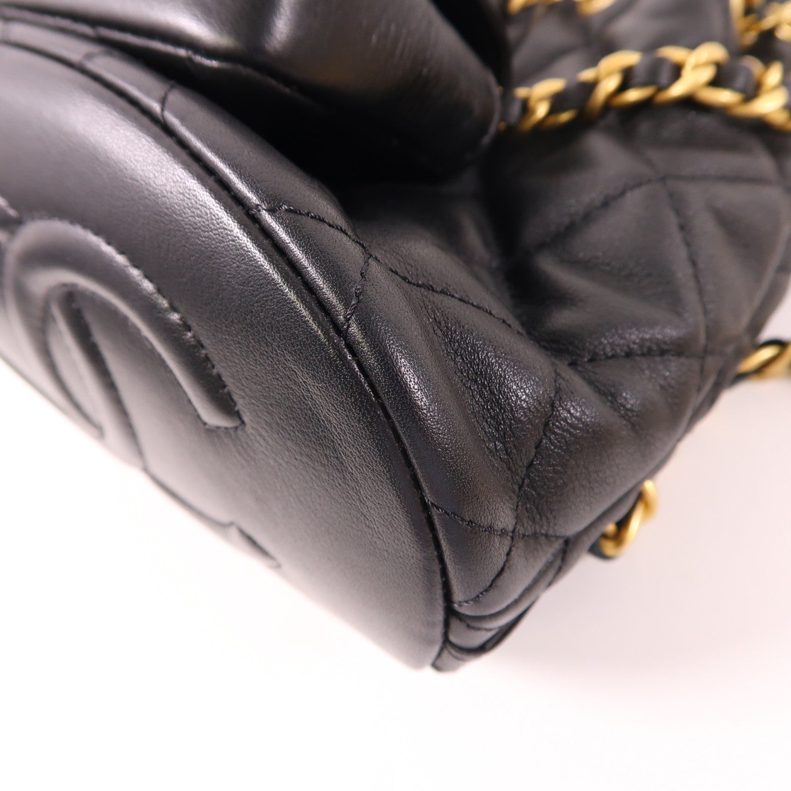 CHANEL 牛皮皮革Mini Backpack金扣鏈帶背包