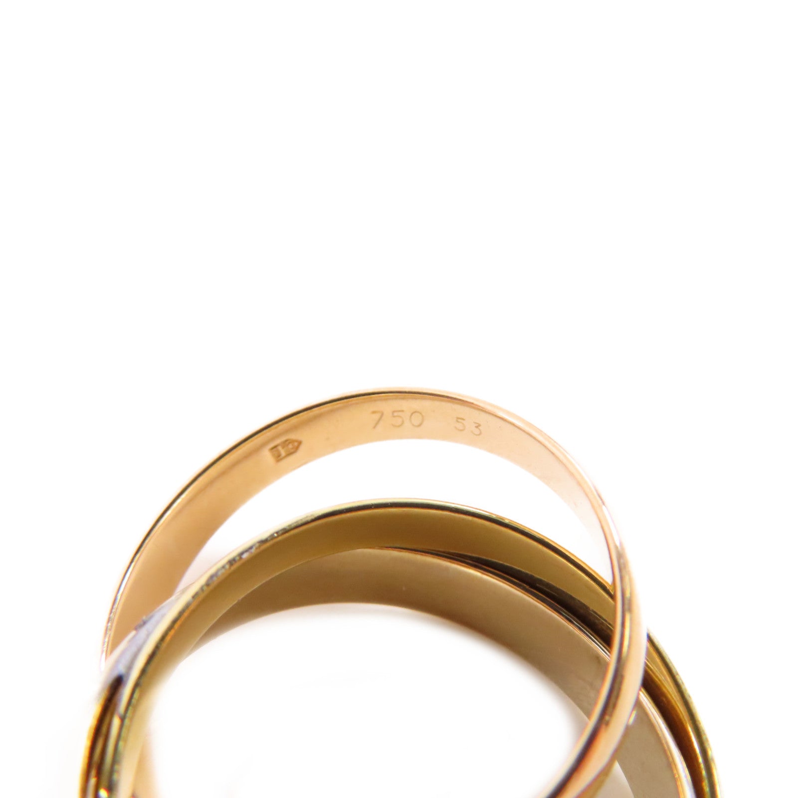 CARTIER 18K黃金/白金/玫瑰金Trinity Ring戒指US#6.25/Cartier#53