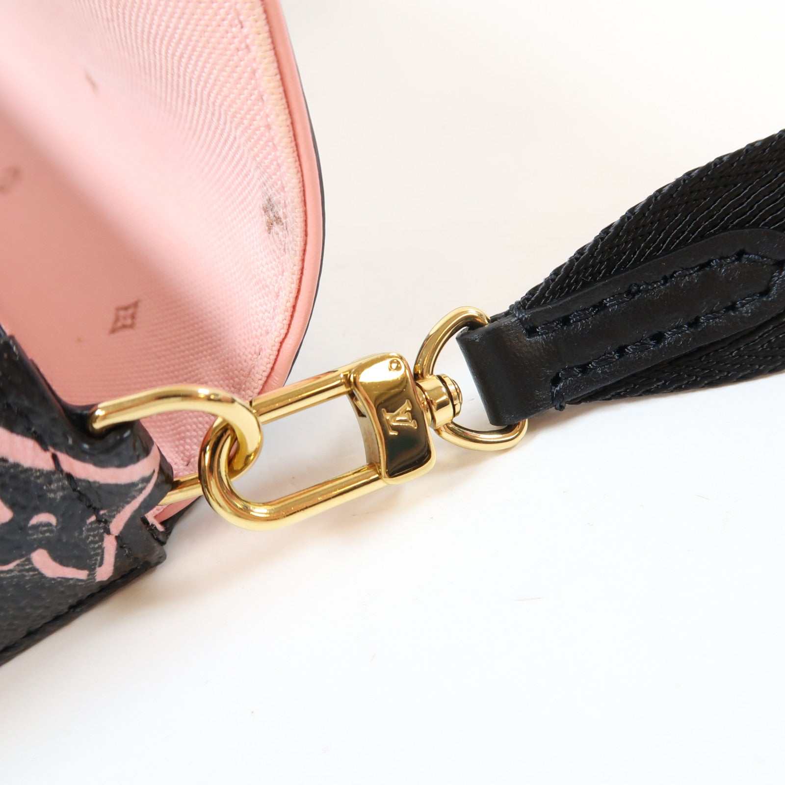 LOUIS VUITTON 【激減優惠】Monogram Felicie Strap & Go金扣肩背袋黑色/粉紅色