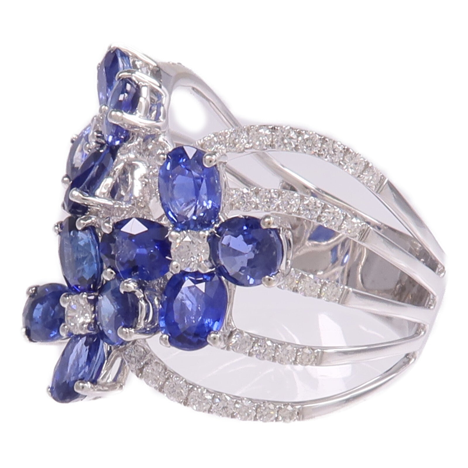 JEWELRY 18K白金Sapphire Diamond Ring藍寶石/鑽石戒指US#7.5