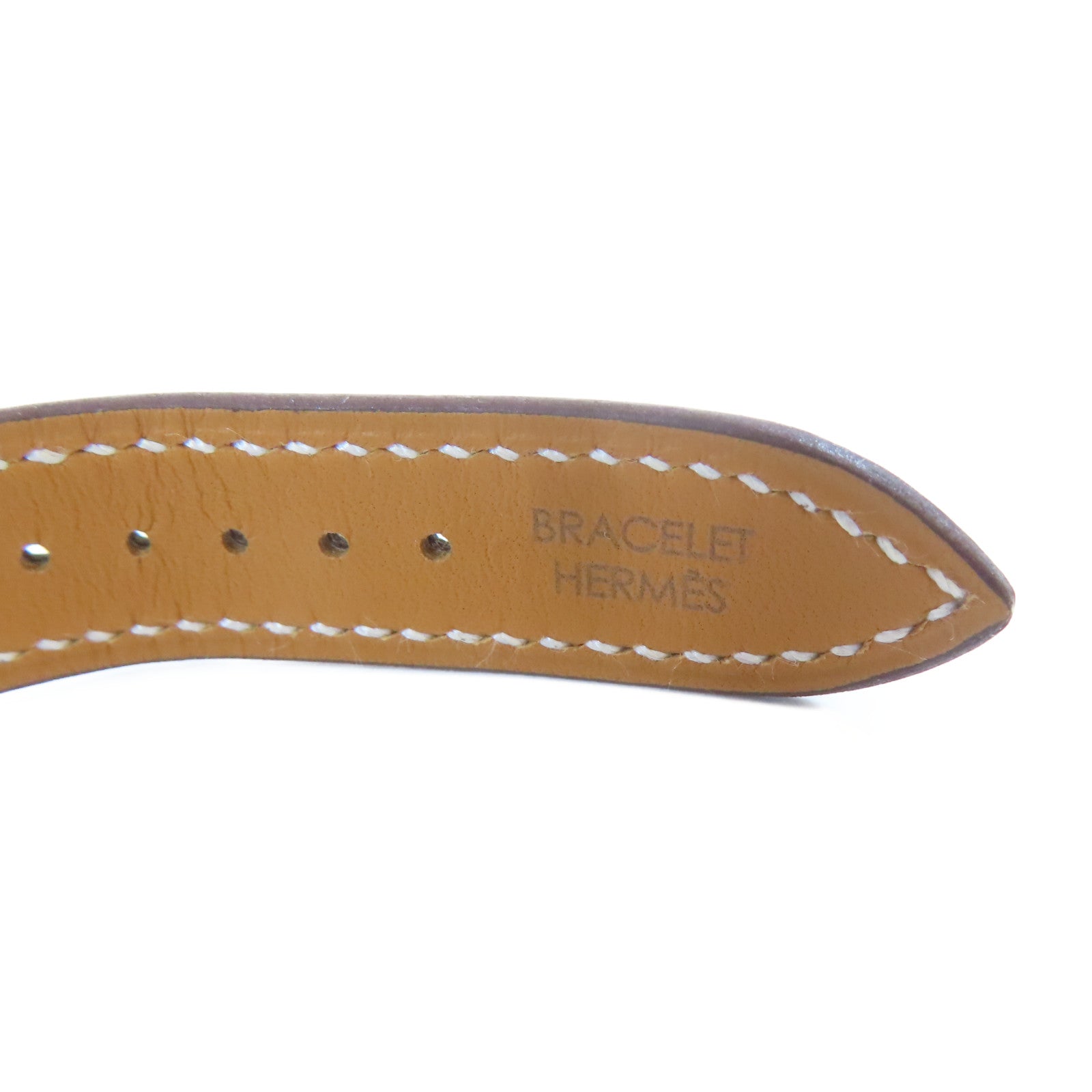HERMES H Watch不鏽鋼/皮革手錶石英機芯白色#16cm