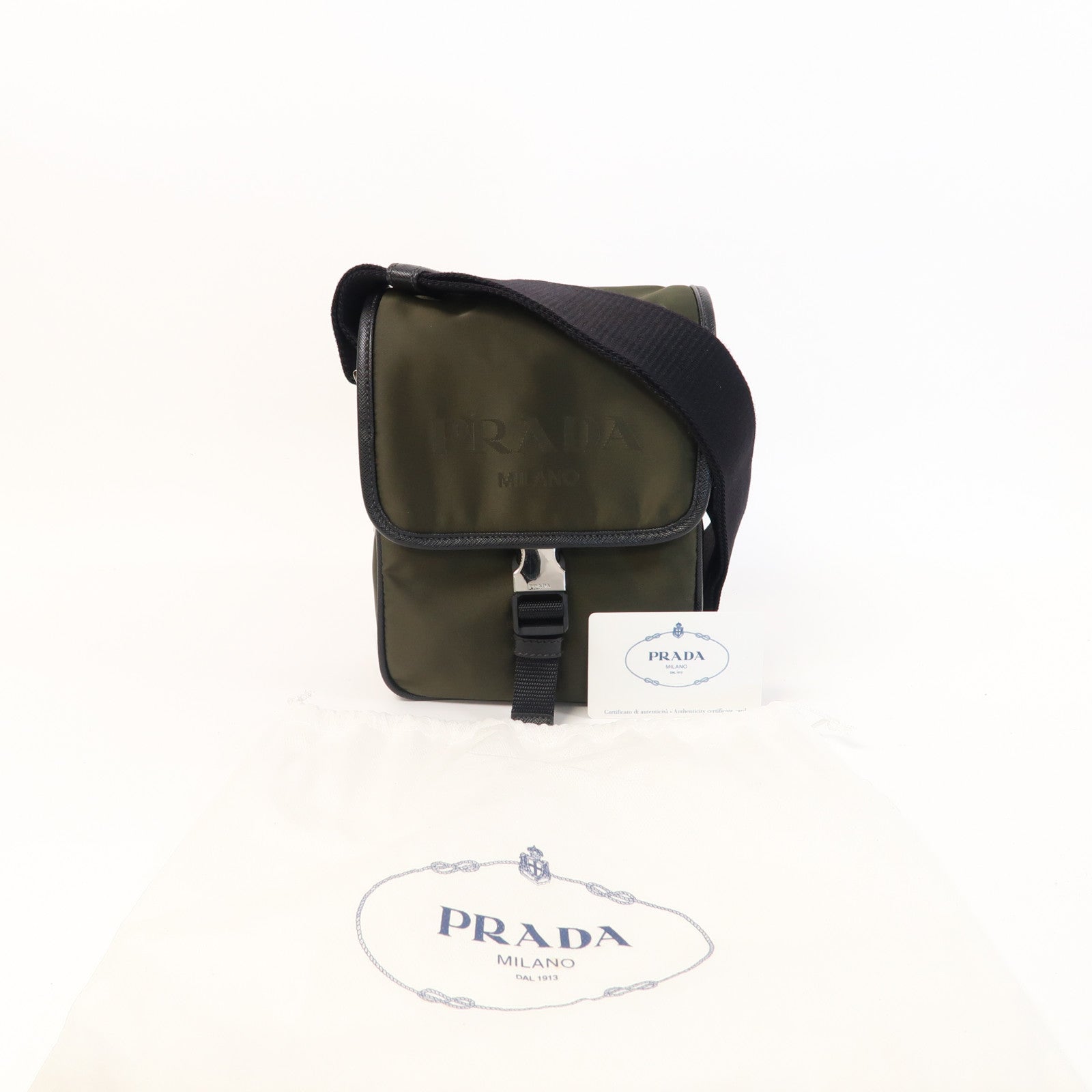 PRADA 尼龍Shoulder Bag銀扣肩背袋綠色