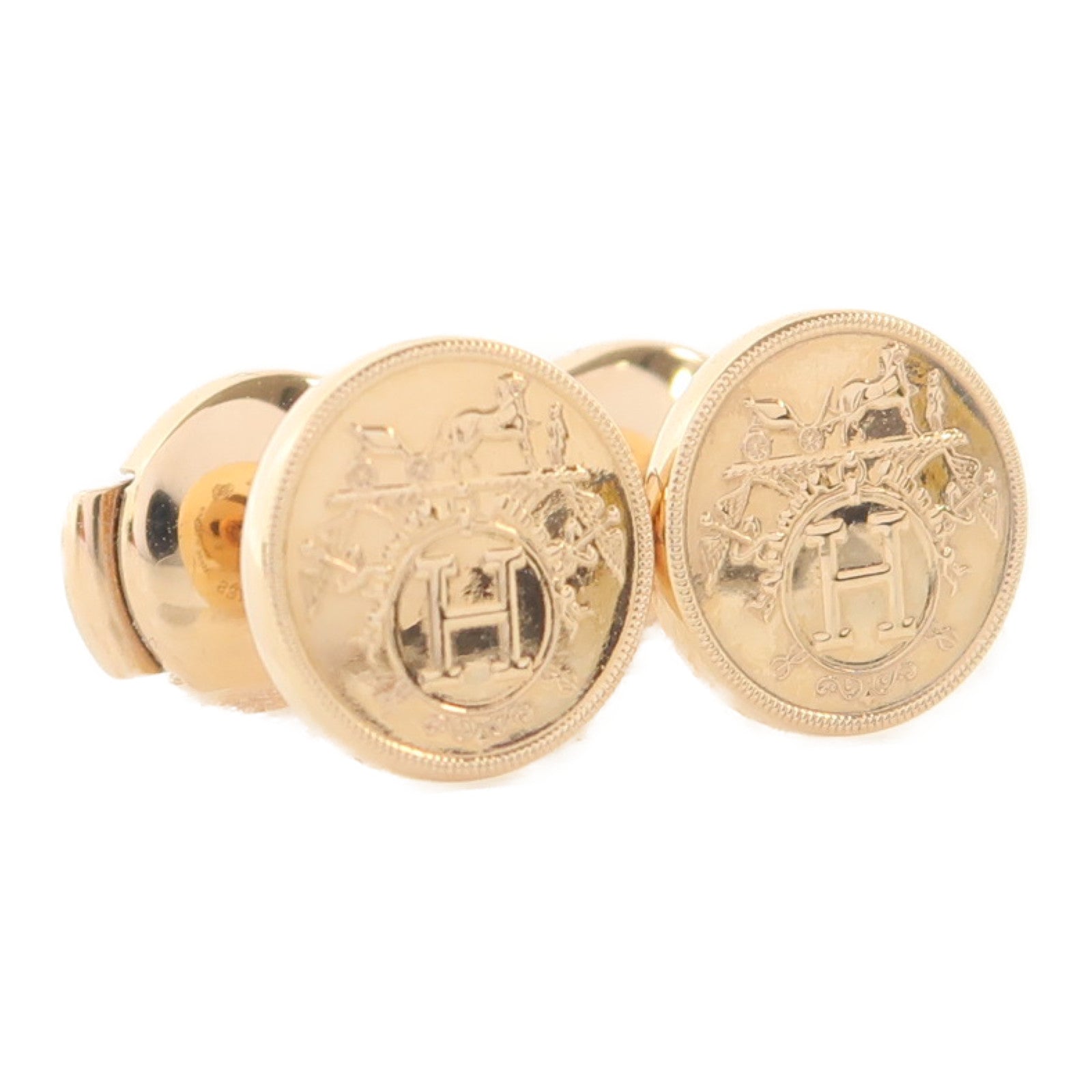HERMES 18K玫瑰金Ex-Libris Earrings耳環金色