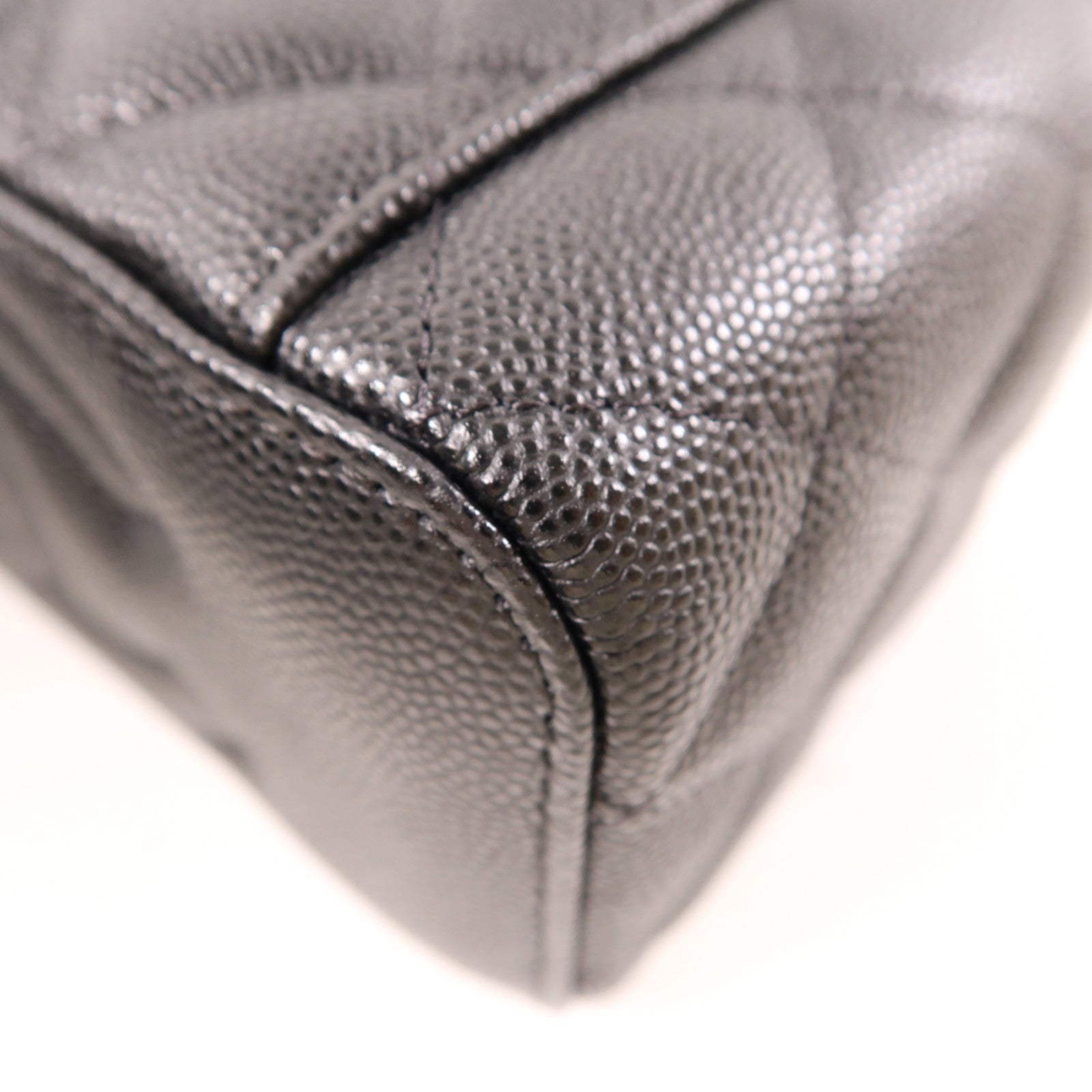 CHANEL 牛皮皮革Vanity Case金扣鏈帶肩背袋黑色