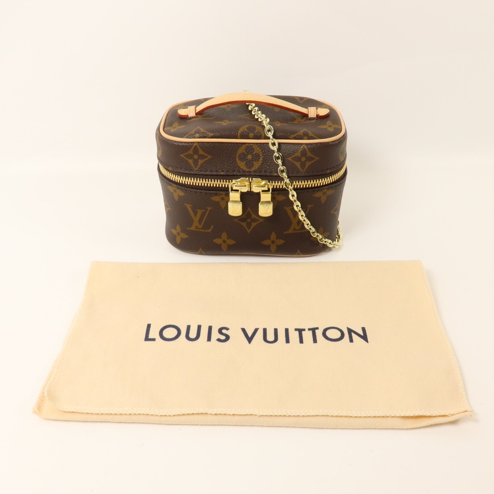 LOUIS VUITTON Monogram Nice Nano鏈帶手挽肩背兩用袋