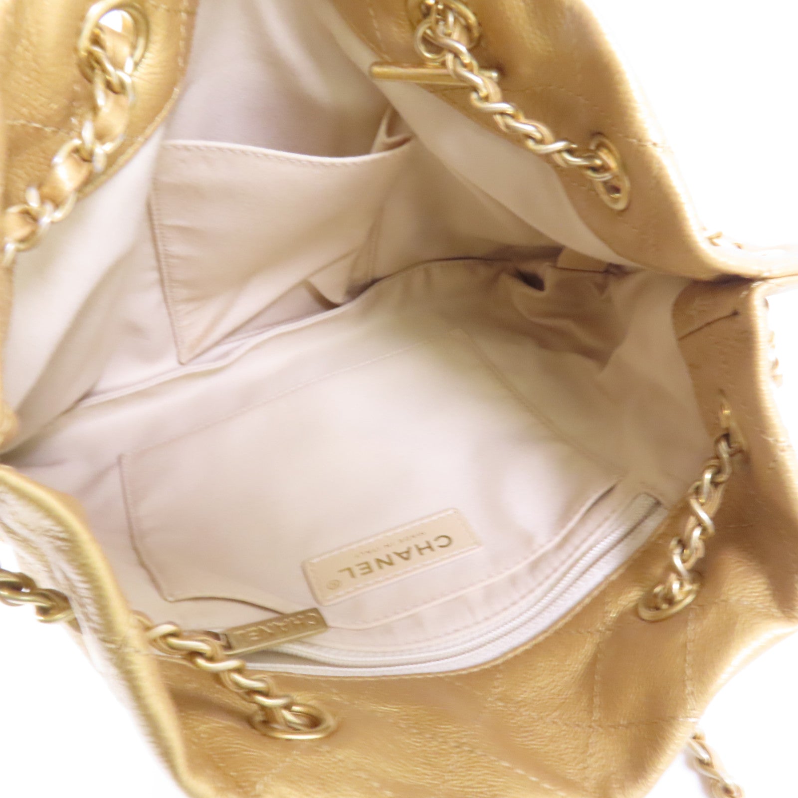 CHANEL 牛皮皮革Chain Shoulder金扣鏈帶肩背袋