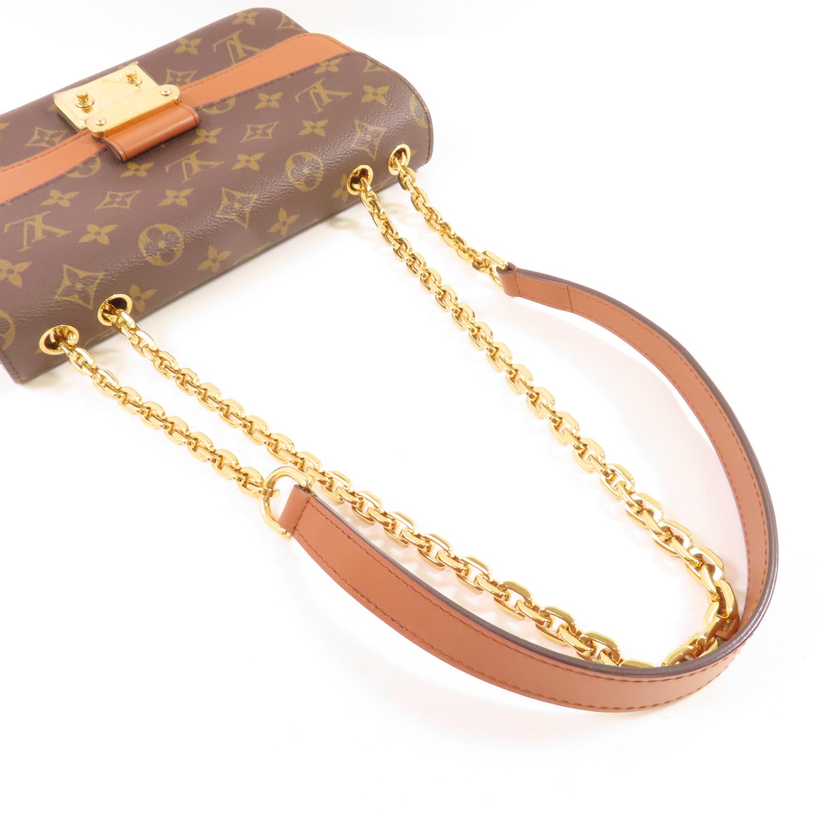 LOUIS VUITTON Monogram Marceau金扣鏈帶肩背袋啡色