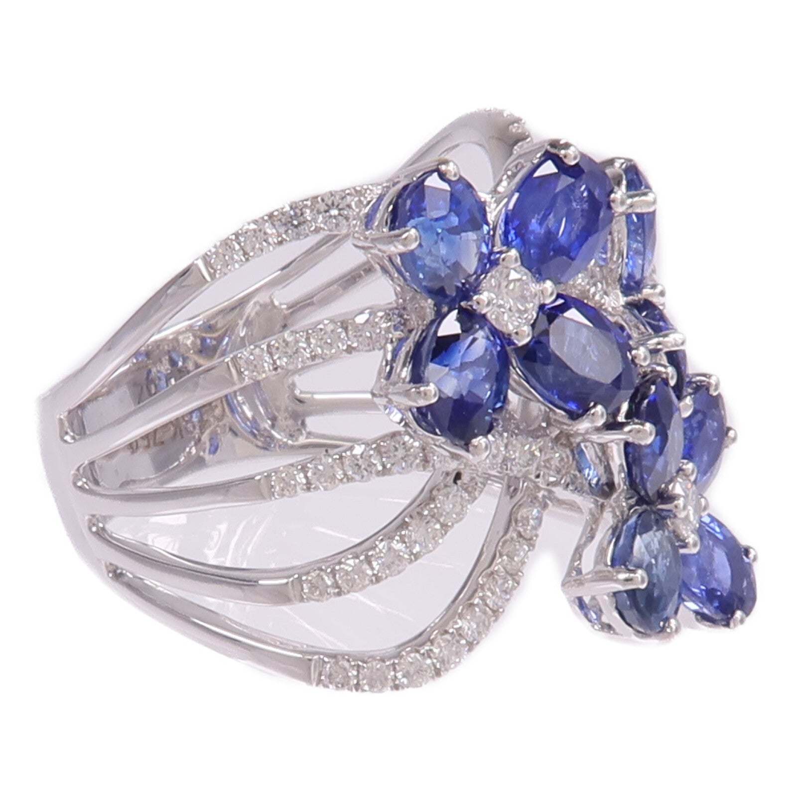 JEWELRY 18K白金Sapphire Diamond Ring藍寶石/鑽石戒指US#7.5