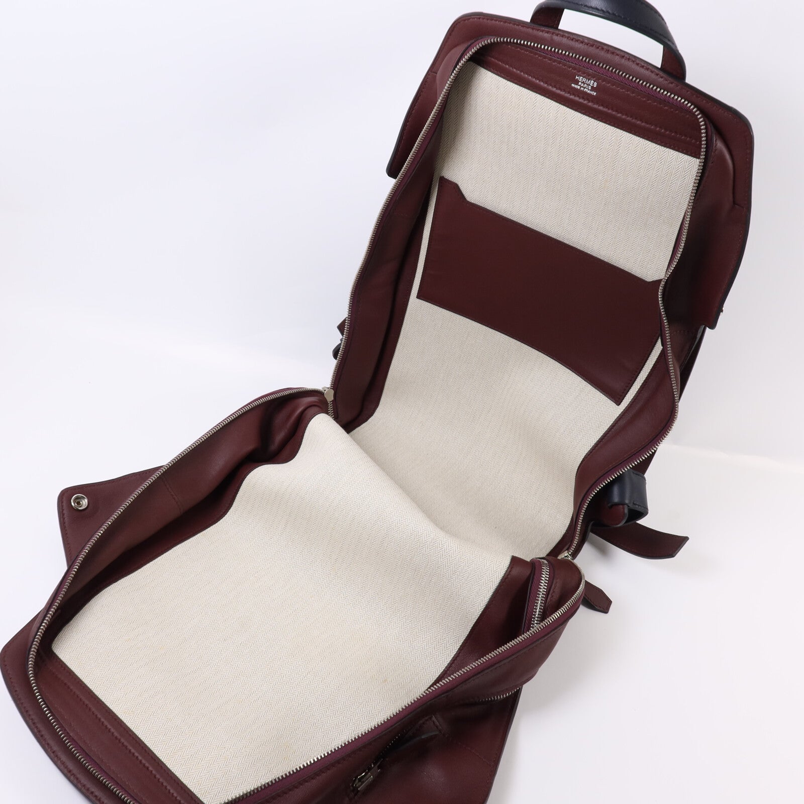 HERMES Evercolor皮革Cityback銀扣背包Blue/Red