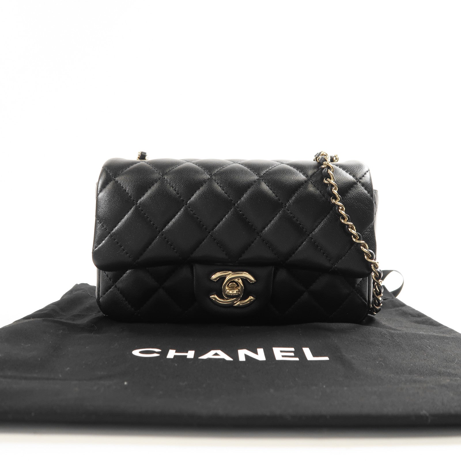 CHANEL 羊皮皮革Chain Shoulder Bag金扣鏈帶肩背袋