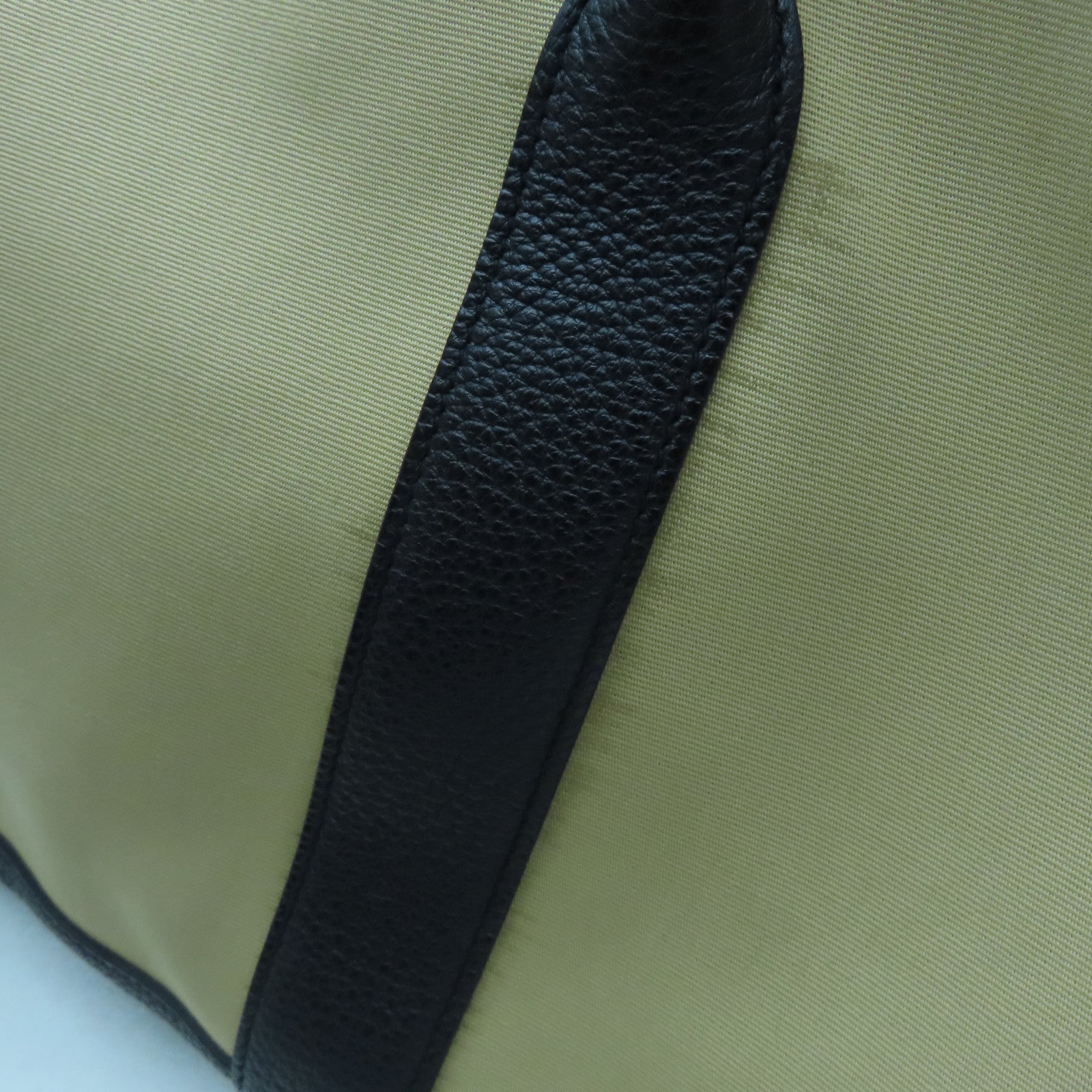 HERMES 【激減優惠】帆布GardenParty PM銀扣手挽袋米色/黑色