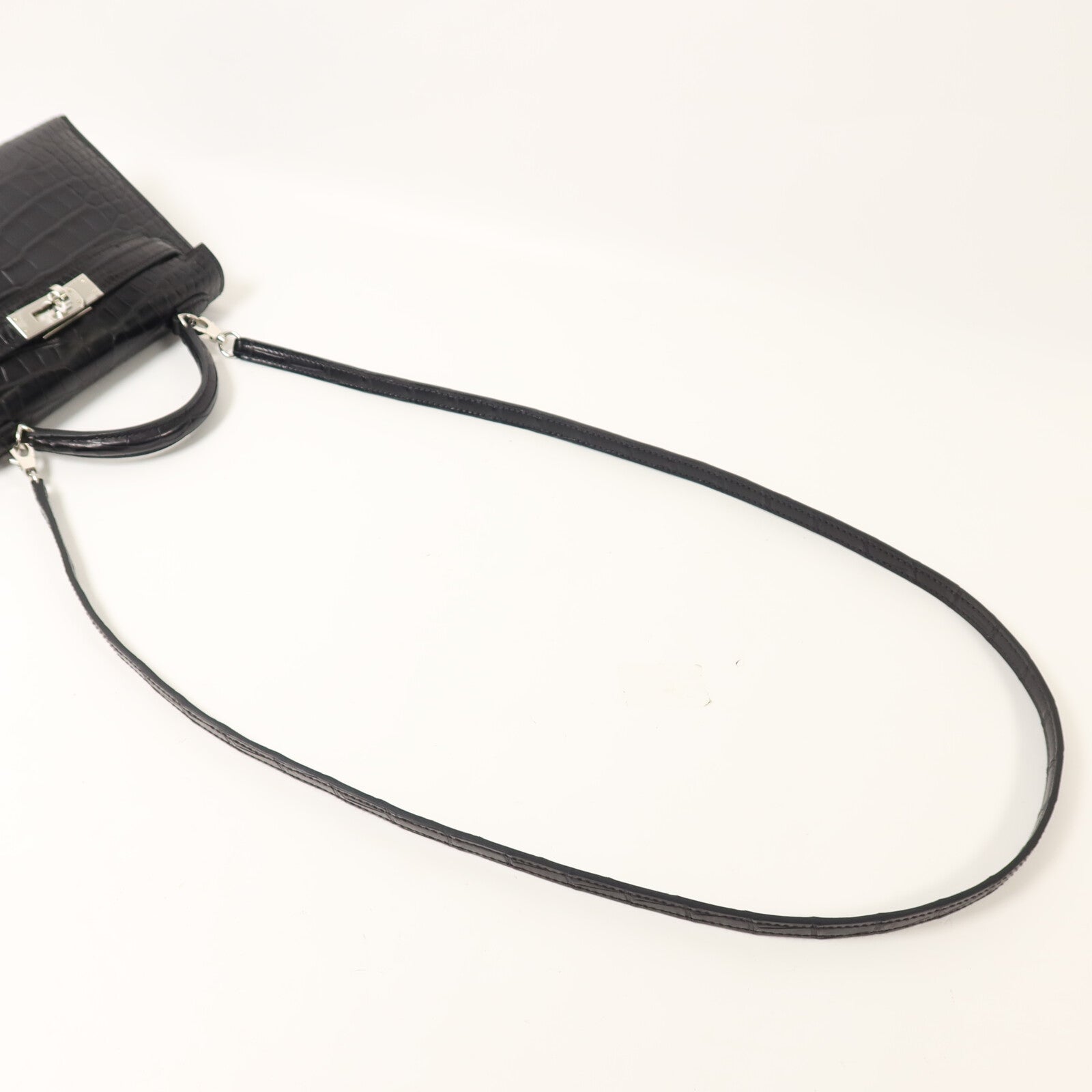 HERMES Alligator皮革Mini Kelly手挽肩背兩用袋Noir