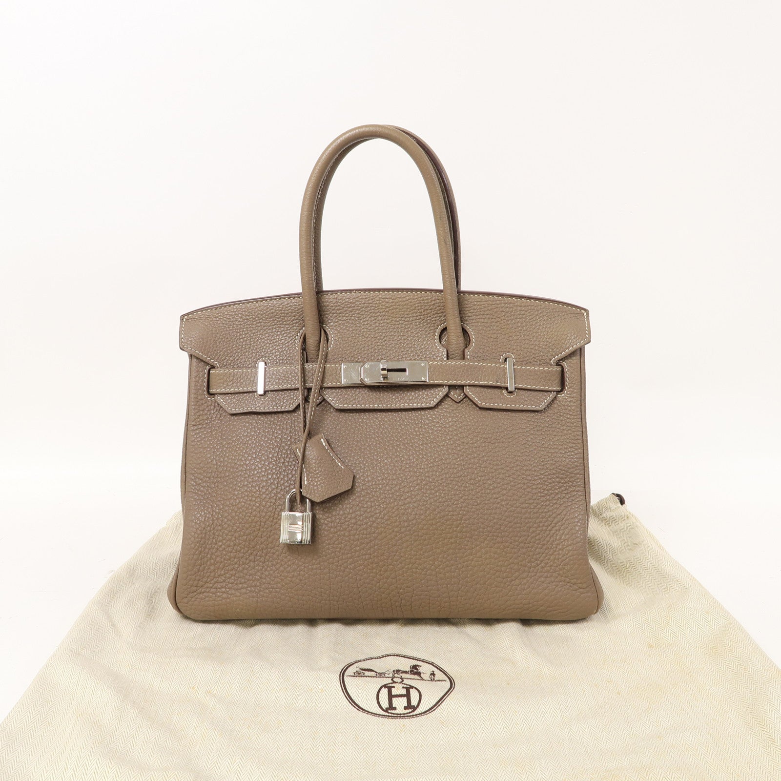 HERMES 【激減優惠】Togo皮革Birkin 30銀扣手挽袋Etoupe/大象灰色