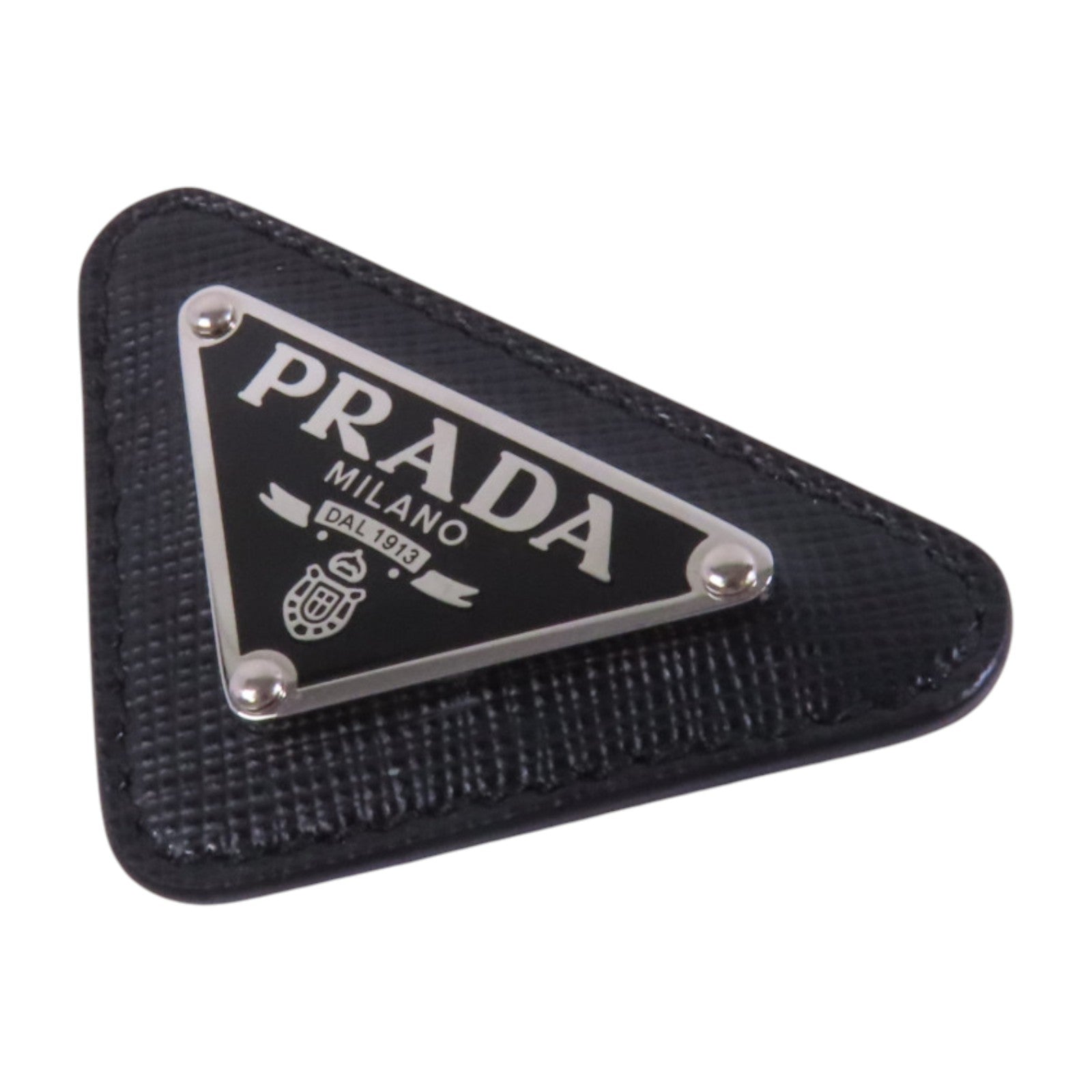 PRADA Saffiano皮革/金屬Brooch銀扣胸針