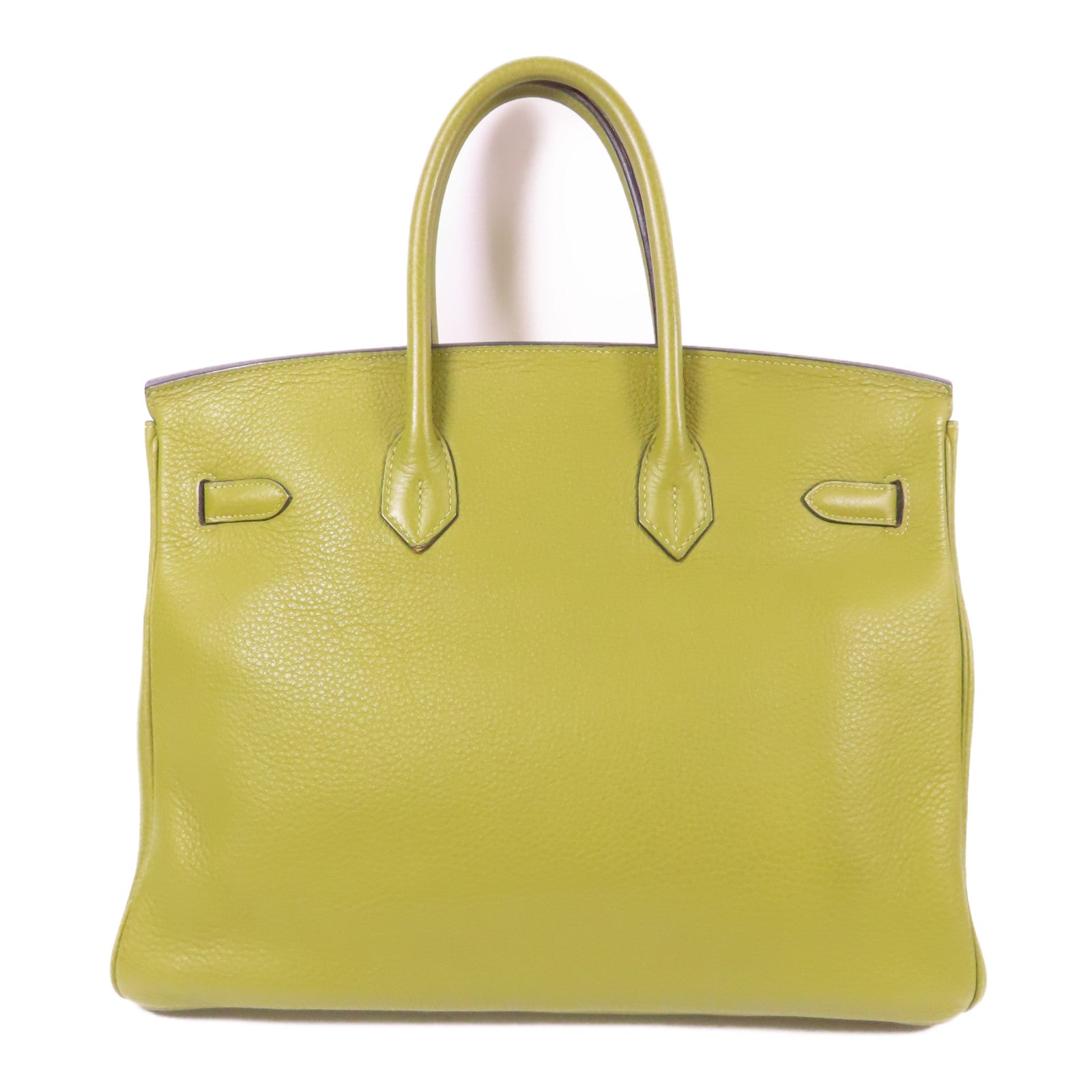 HERMES Clemence皮革Birkin 35金扣手挽袋Vert Anis