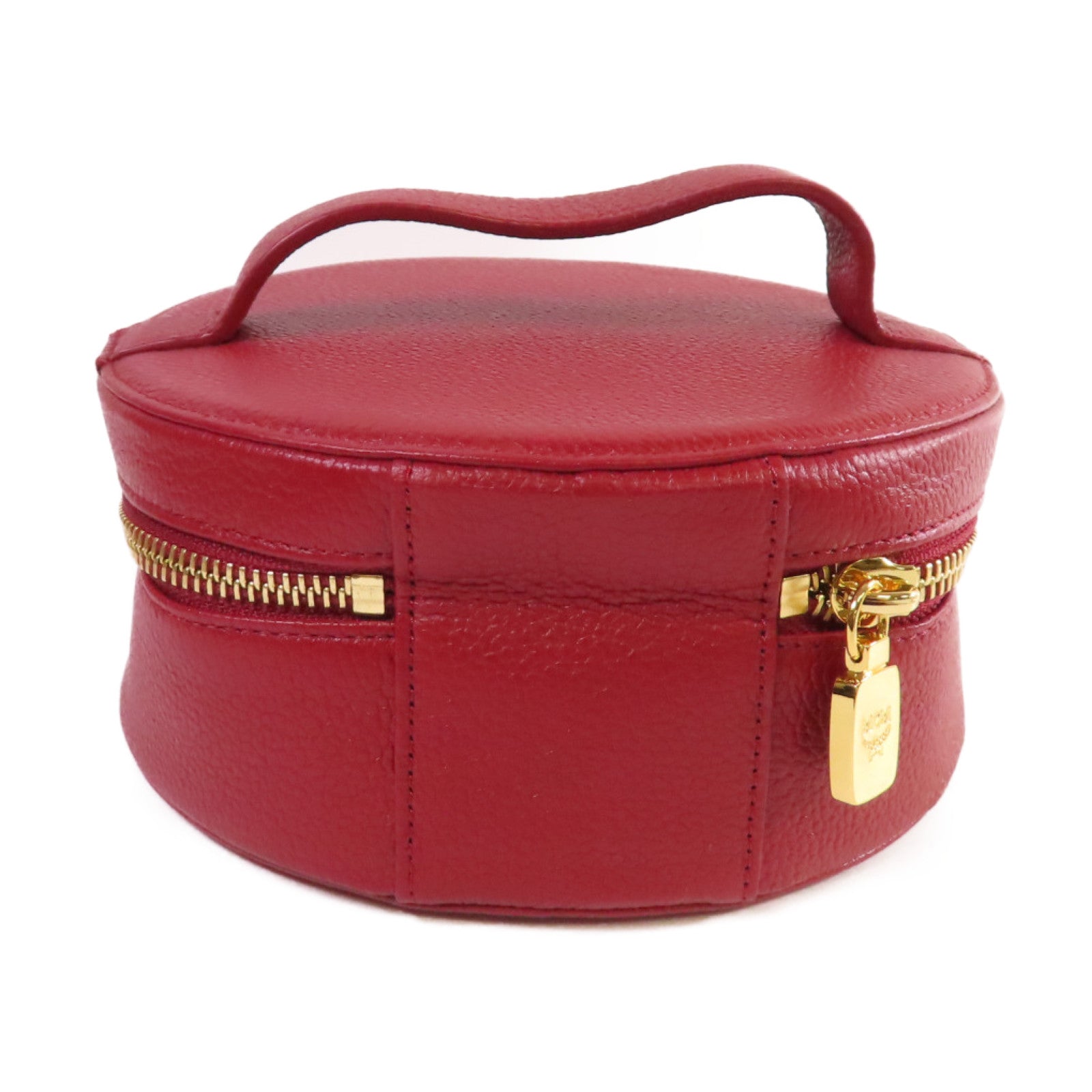 MCM 【激減優惠】皮革Vanity Cosmetic Case金扣化妝箱/手挽袋紅色